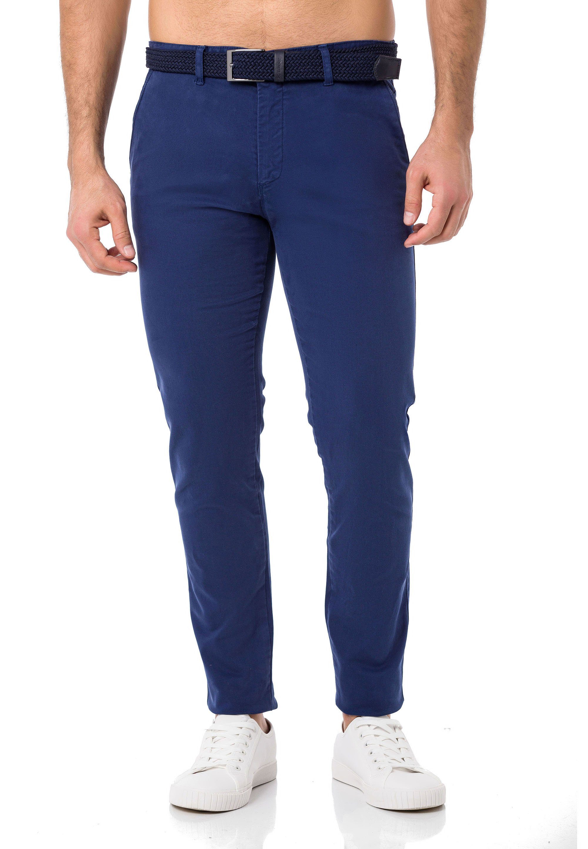 RedBridge Chinohose Chino Hose Pants mit Gürtel Indigo