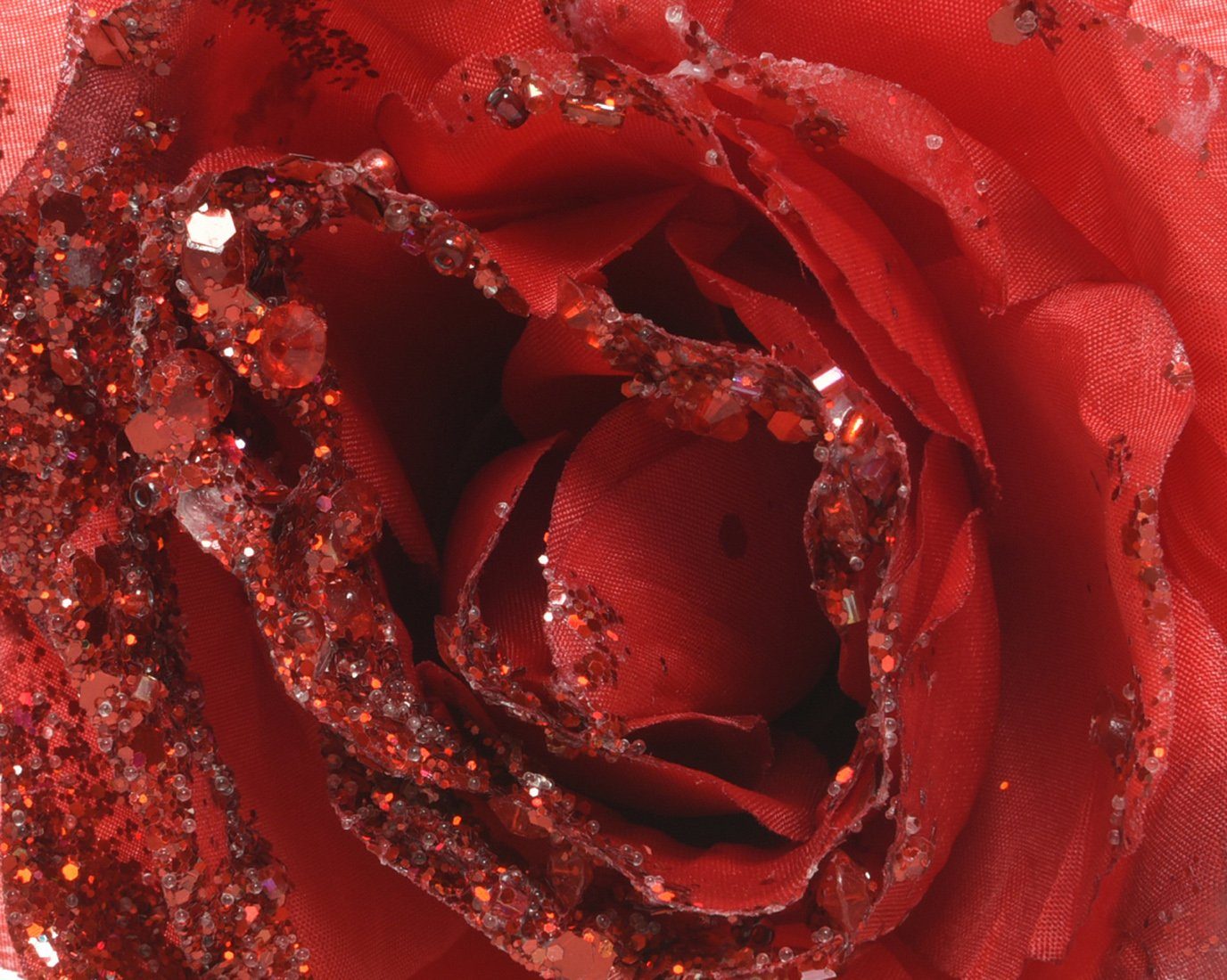 Decoris season decorations auf Rose Clip 14cm Weihnachtsbaumklammer, rot Kunstblumen