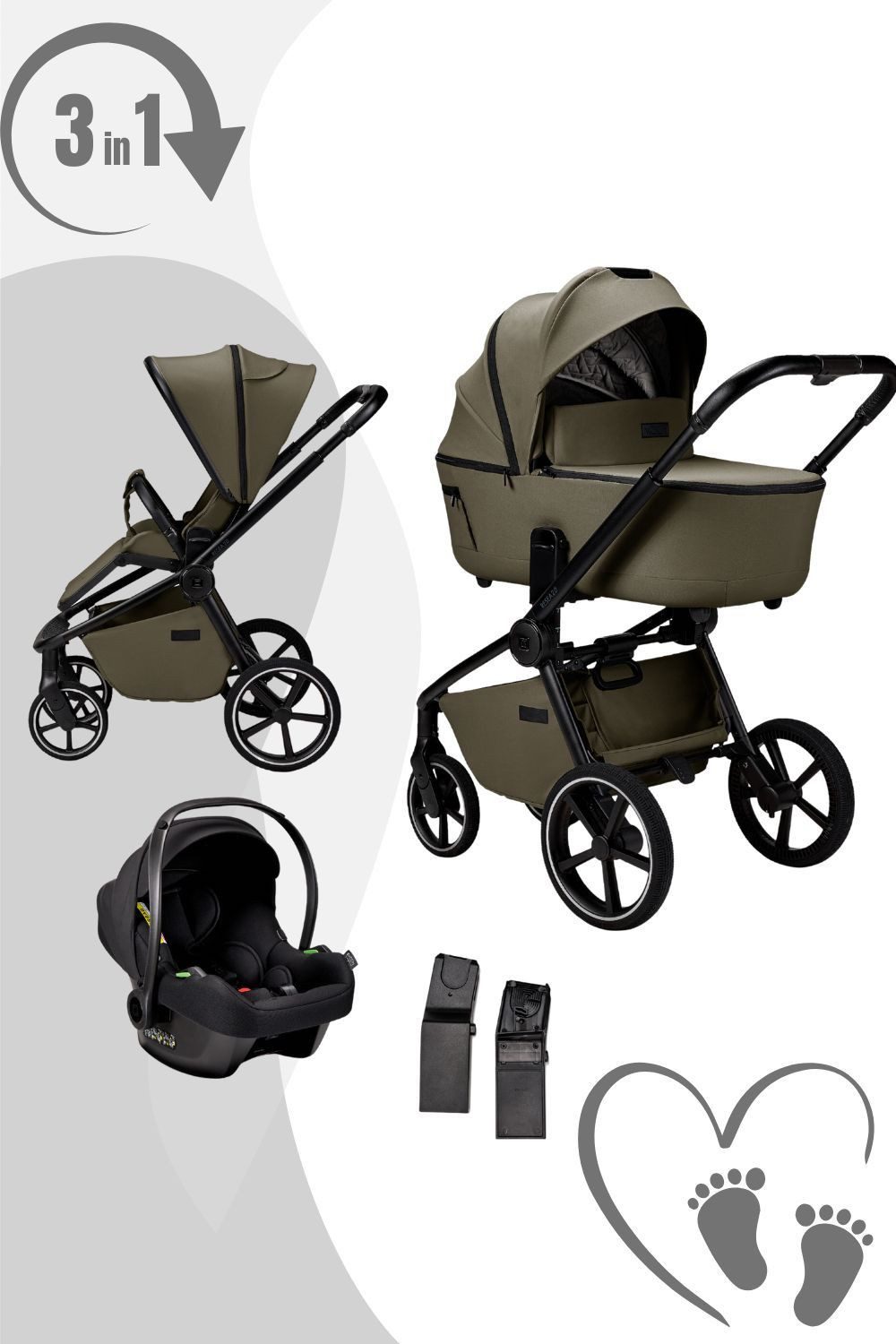 Moon Kombi-Kinderwagen Resea 2.0 Komkinderwagen 3in1-Set mit Cosmo 2.0