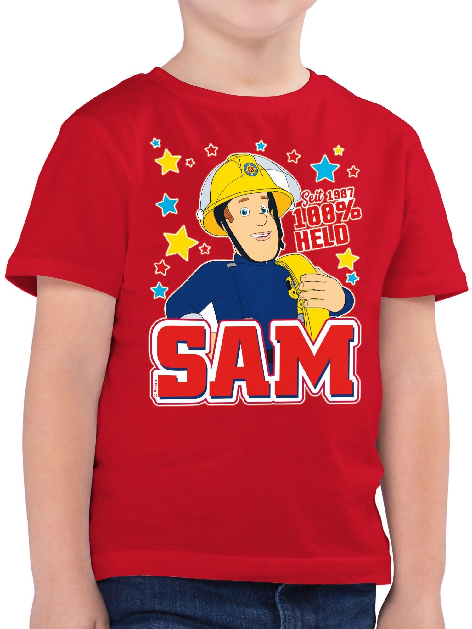 Shirtracer T-Shirt Seit 1987 - 100% Held - Sam Feuerwehrmann Sam Jungen 01 Rot