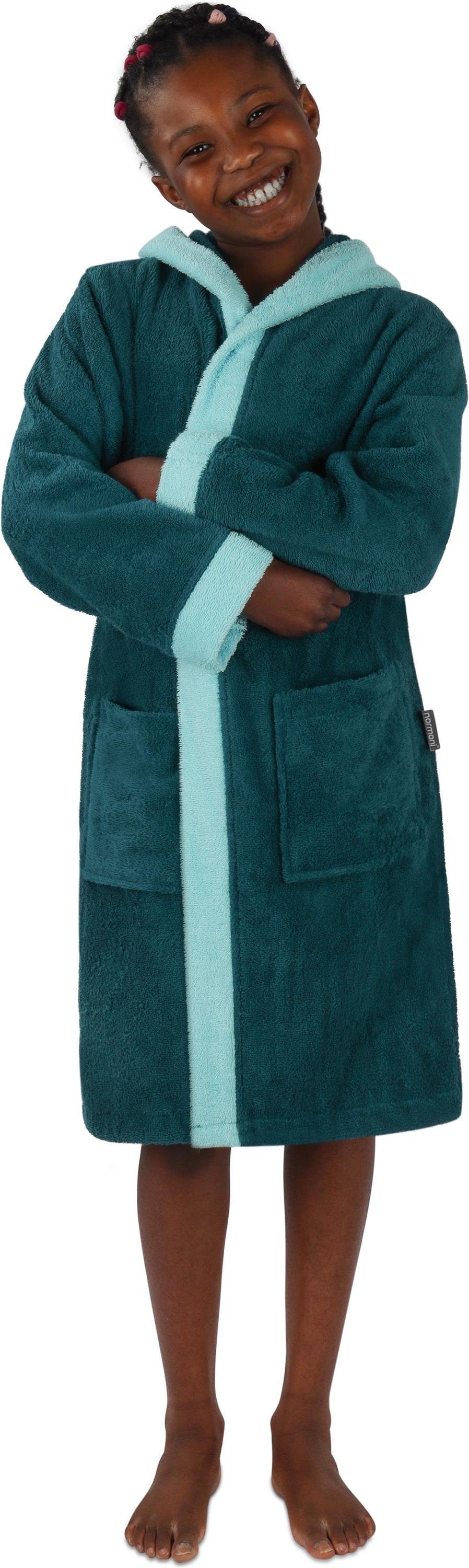 normani Kinderbademantel Kinder Bademantel aus Bio-Baumwolle Elounda, Bio-Baumwolle, Kapuze, Bindegürtel, Kinderbademantel aus weichem und schadtsofffreiem Mate – Bild 3 von 5