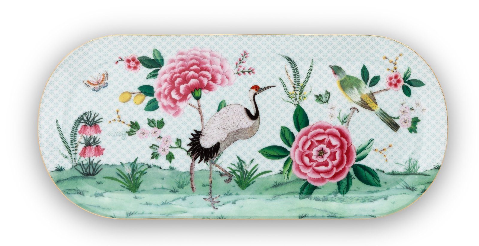 PiP Studio Tortenplatte Blushing Birds Tortenplatte white 33 x 15 cm, Porzellan, (Platten), Cake Tray Rectangular Blushing Birds White 33.3x15.5cm
