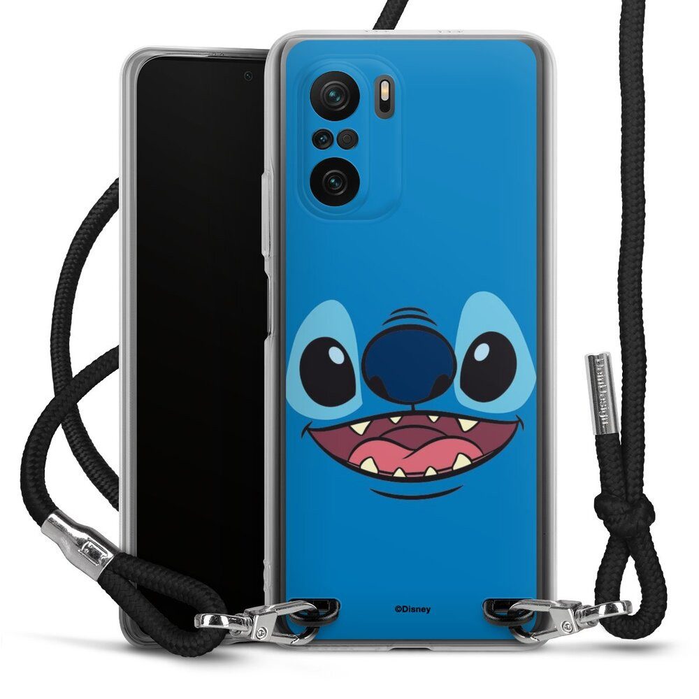 DeinDesign Handyhülle Lilo & Stitch Disney Offizielles Lizenzprodukt Stitch Closeup, Xiaomi Poco F3 Handykette Hülle mit Band Case zum Umhängen