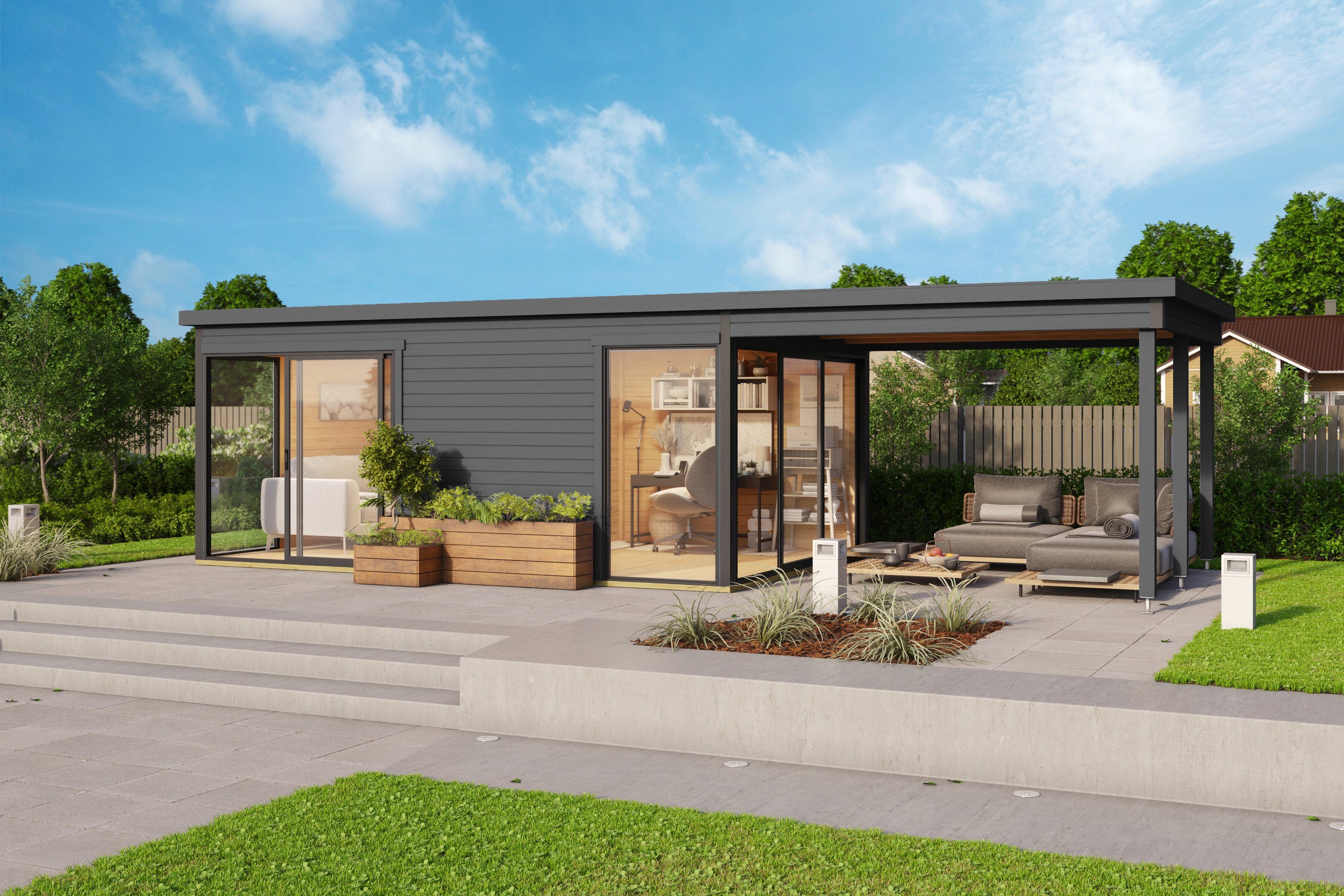 LASITA MAJA Gartenhaus-Anbaudach DOMEO 3 UND 4 DACHVERLÄNGERUNG, BxT: 341,5x300 cm, für Domeo 3 und Domeo 4