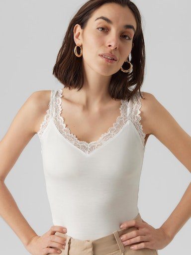 Moda White NOOS Vero SL Spitzentop JRS TOP Snow VMROSA