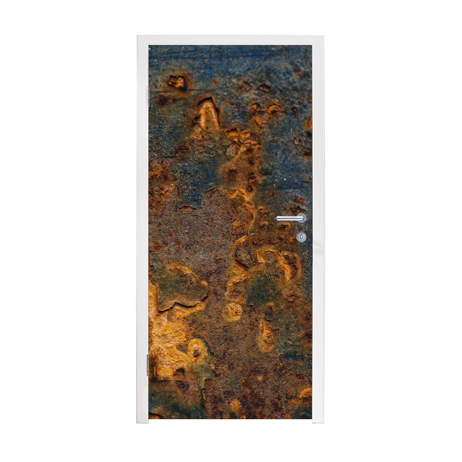 Türtapete - bedruckt, cm Tür, (1 für St), Gold, 75x205 Rost Matt, MuchoWow Fototapete Türaufkleber, - Metall