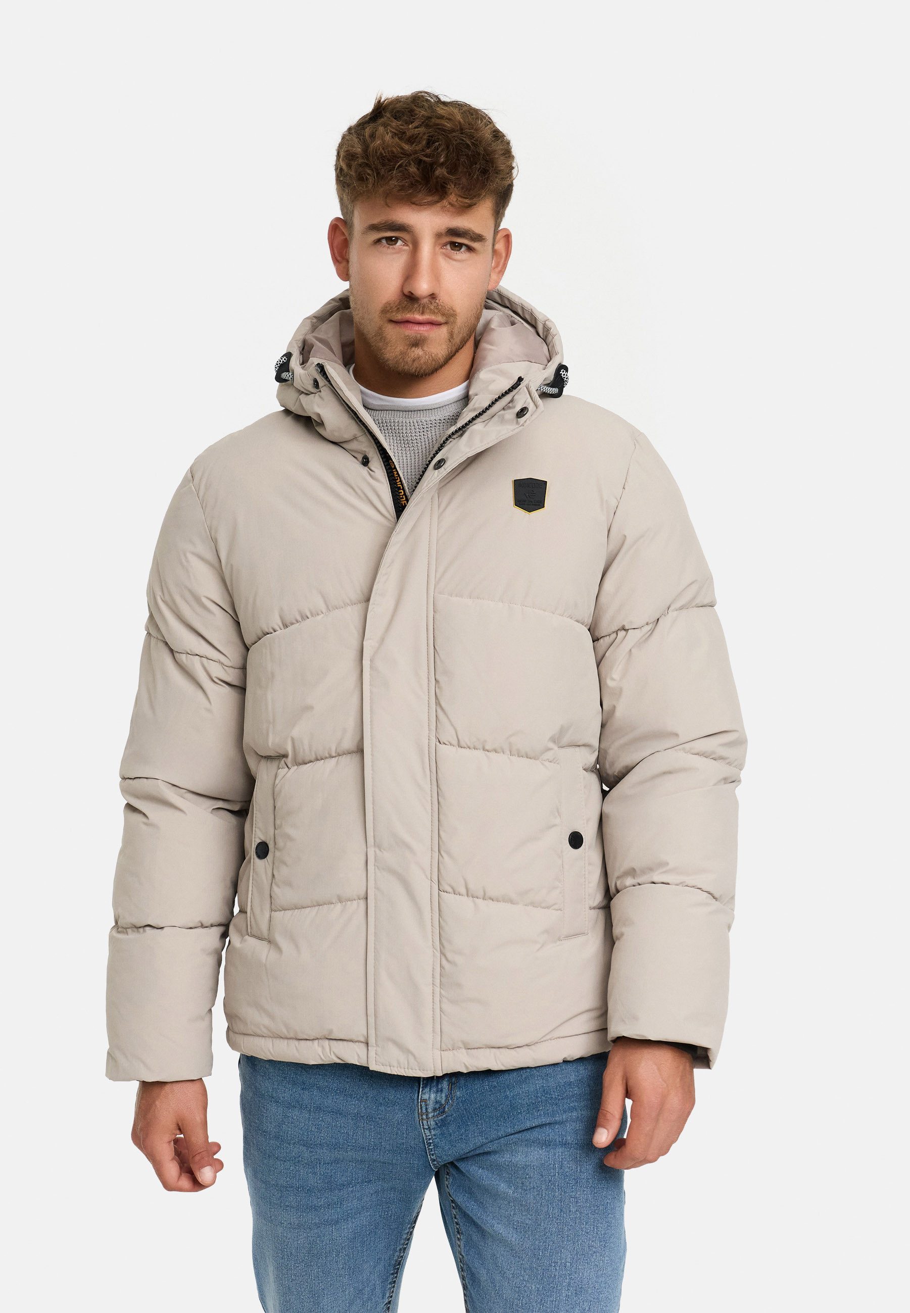 Indicode Winterjacke Herren INLaurits Jacket Herrenjacke Daunen-Optik mit Kapuze und sportiver Steppoptik