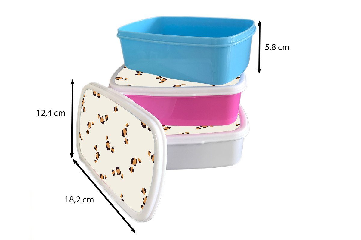 Kunststoff - für Panther - rosa Kinder, - Erwachsene, Lunchbox Brotdose (2-tlg), Tiere Muster, Pastell Kunststoff, Brotbox Snackbox, Mädchen, MuchoWow