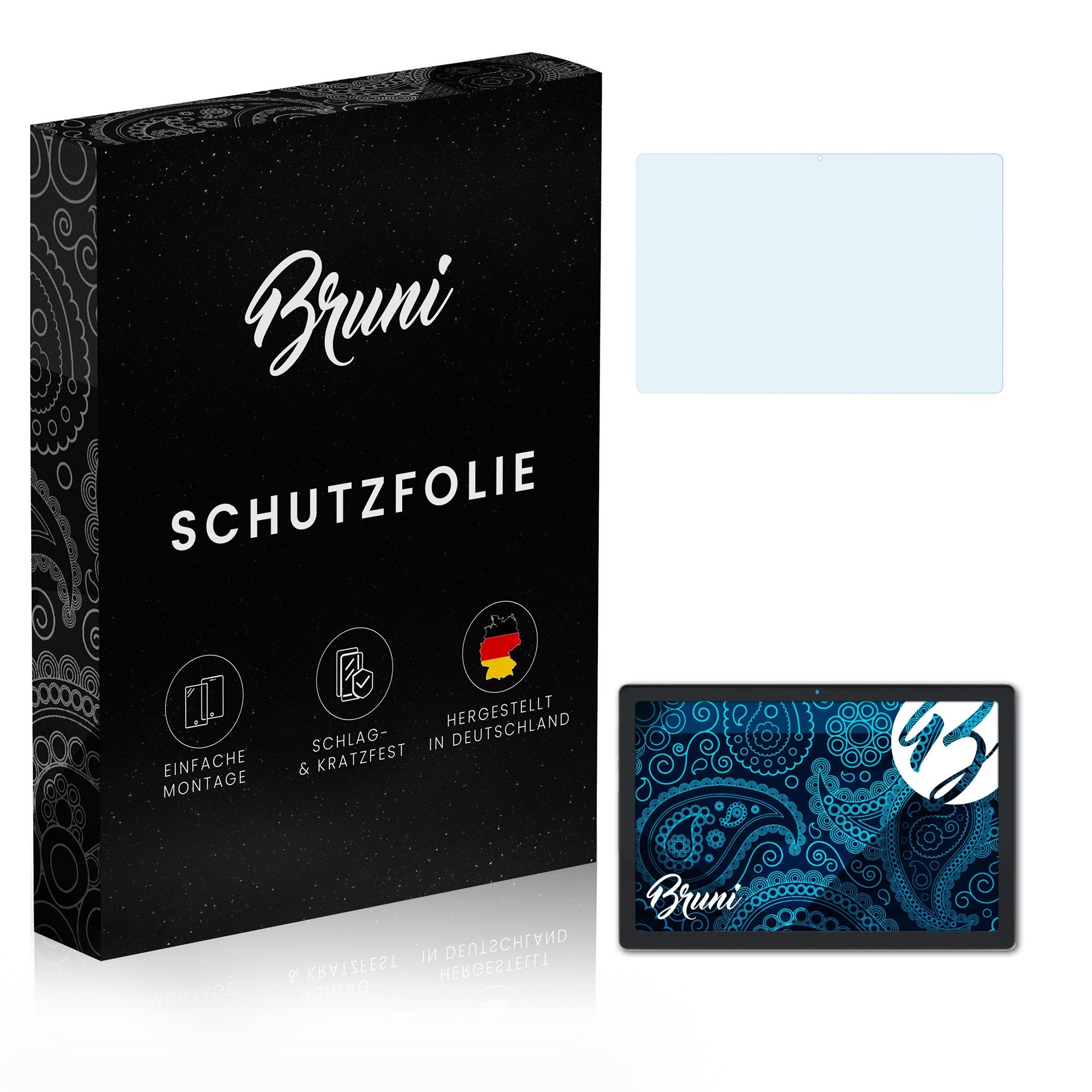 Bruni Schutzfolie Glasklare Displayschutzfolie für Tablet 10,1, (2 Folien), praktisch unsichtbar
