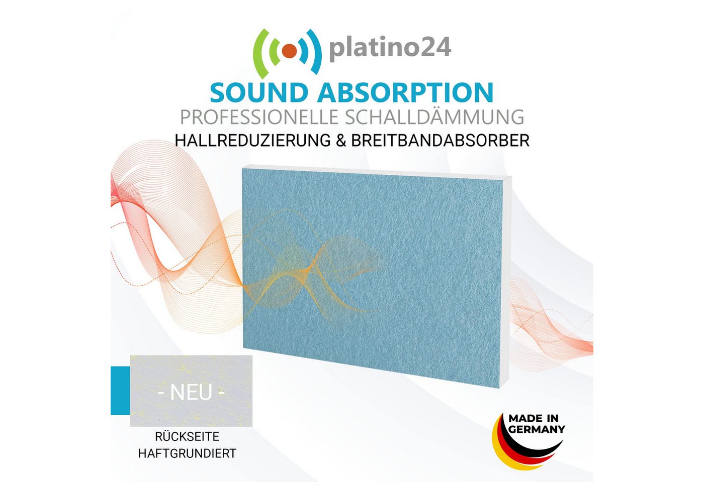 Thumbnail - platino24 Wandpaneel Rechteck aus Basotect ® G+ mit Akustikfilz 825x550x50mm Mulitcolor