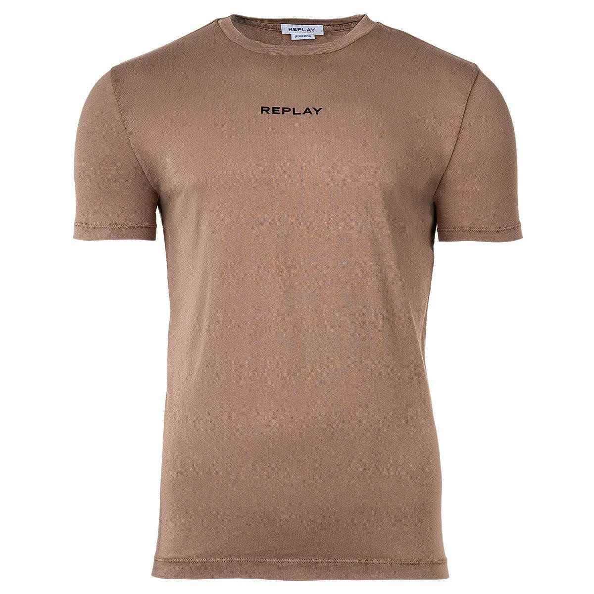 Replay T-Shirt Herren T-Shirt - 1/2-Arm, Rundhals, Logo Hellbraun