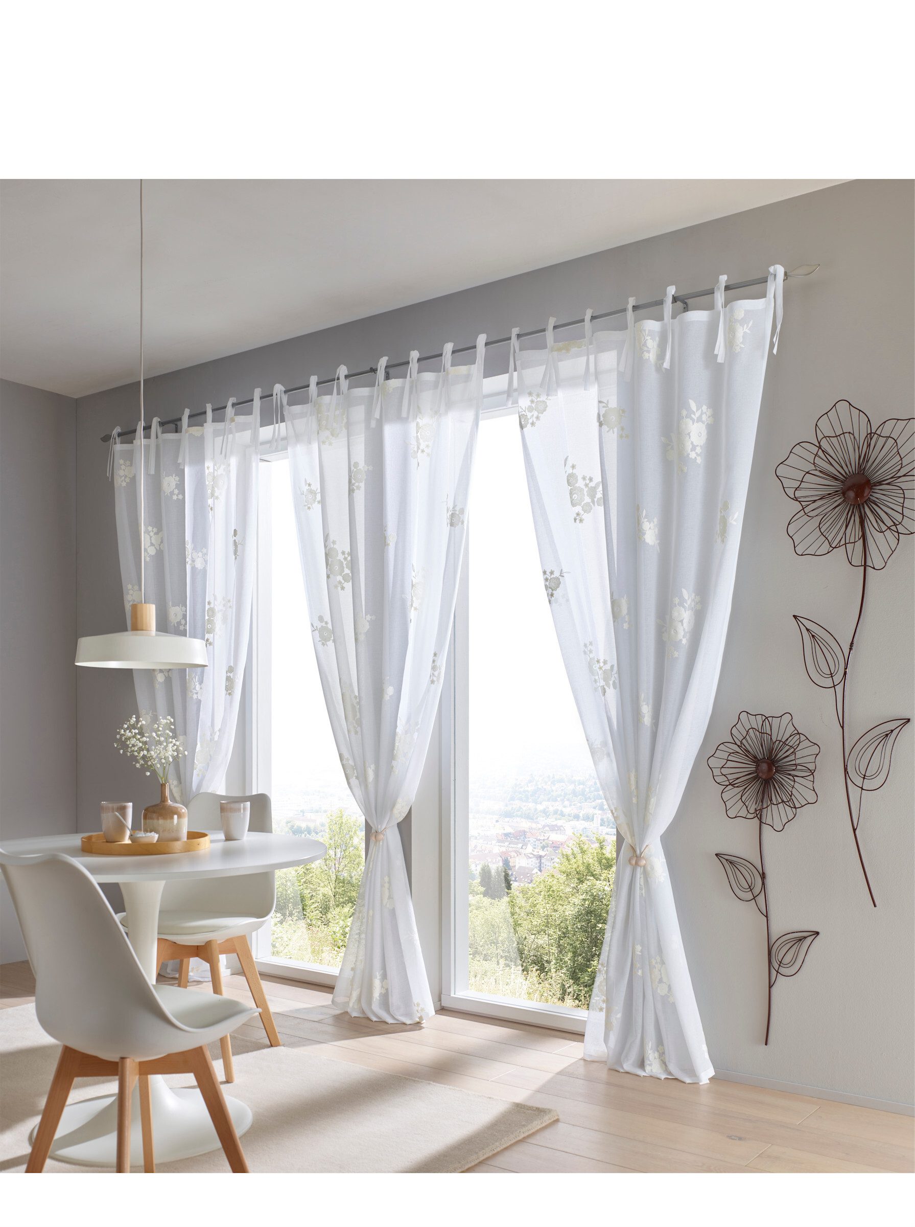 heine Gardine Dekostore (1 St), Bindebänder, halbtransparent, Fertigstore gerade Form