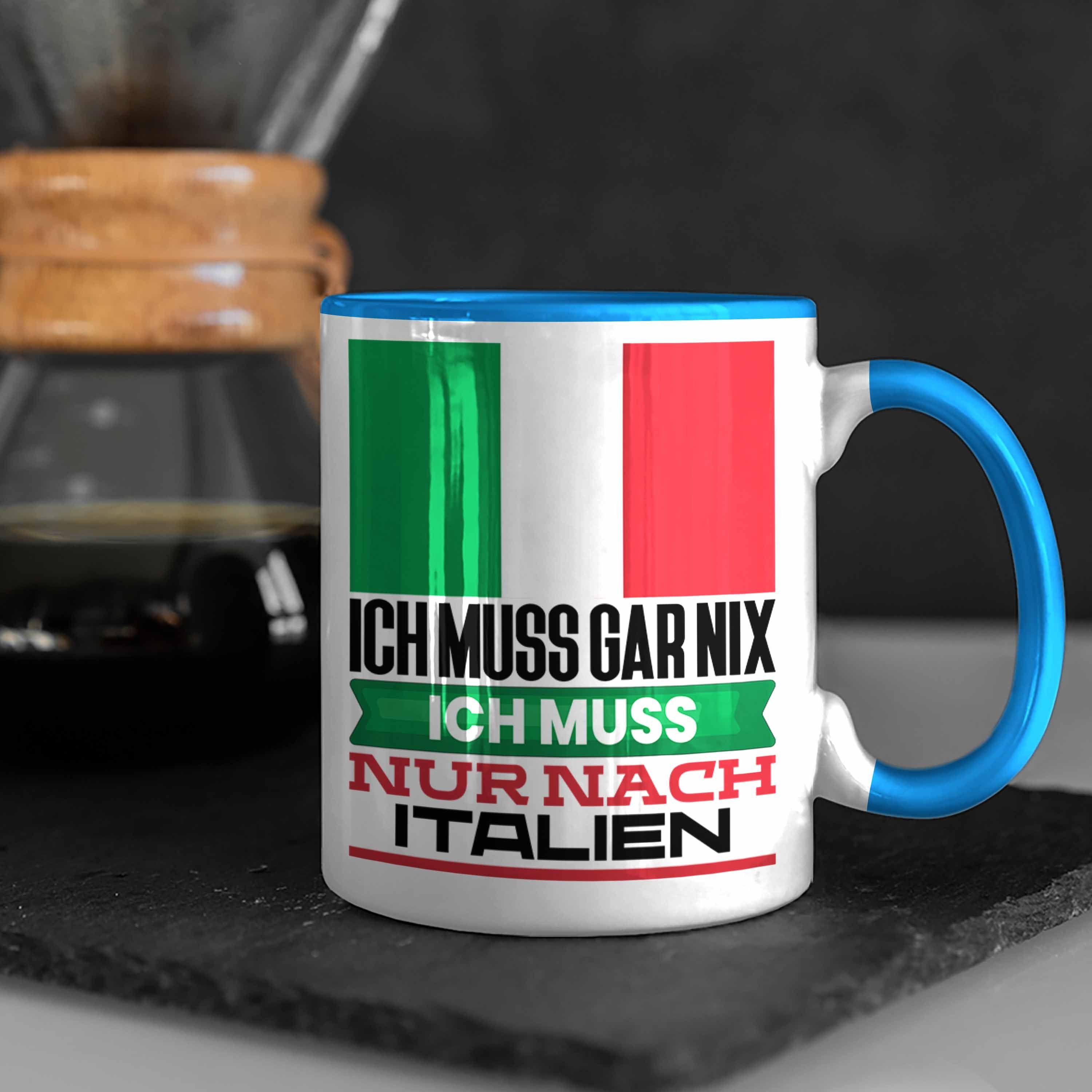 Urlaub Tasse Ic Geburtstag Blau Geschenkidee Geschenk für Italien Trendation Italiener Tasse