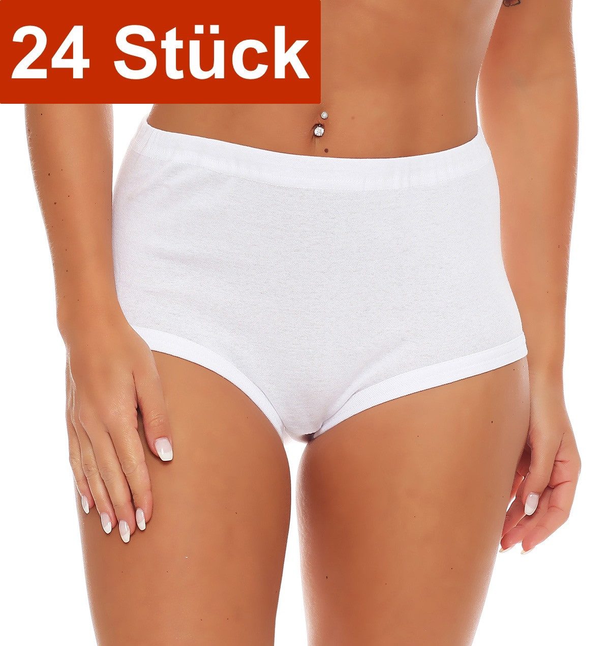 Cocain underwear Taillenslip Damen Taillen Slip geblümt weiss Baumwolle (24-St) 100% Baumwolle - ohne Seitennähte