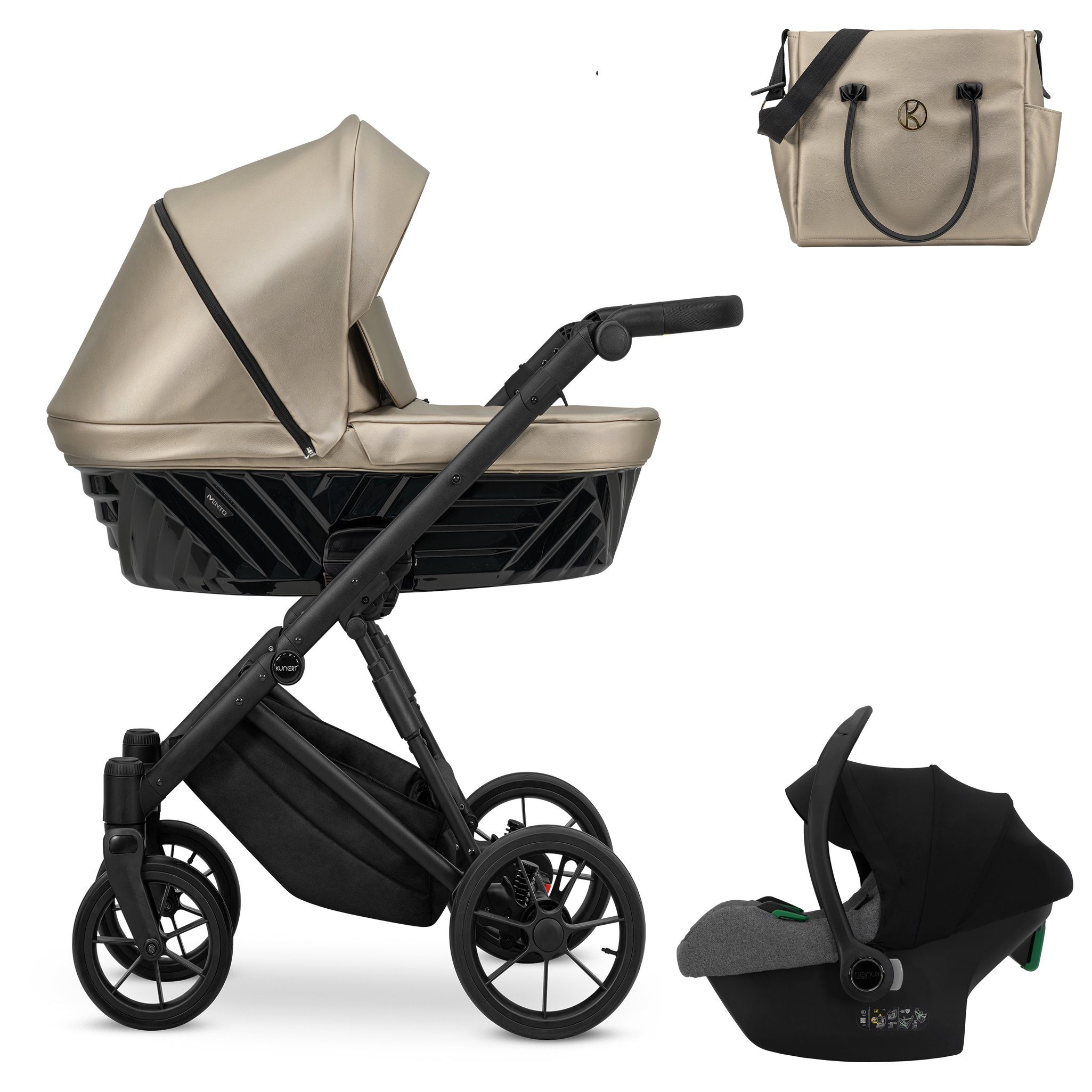 Kombi-Kinderwagen Invento 4 in 1 inkl. Sportsitz, Autositz und Zubehör in 9 Farben