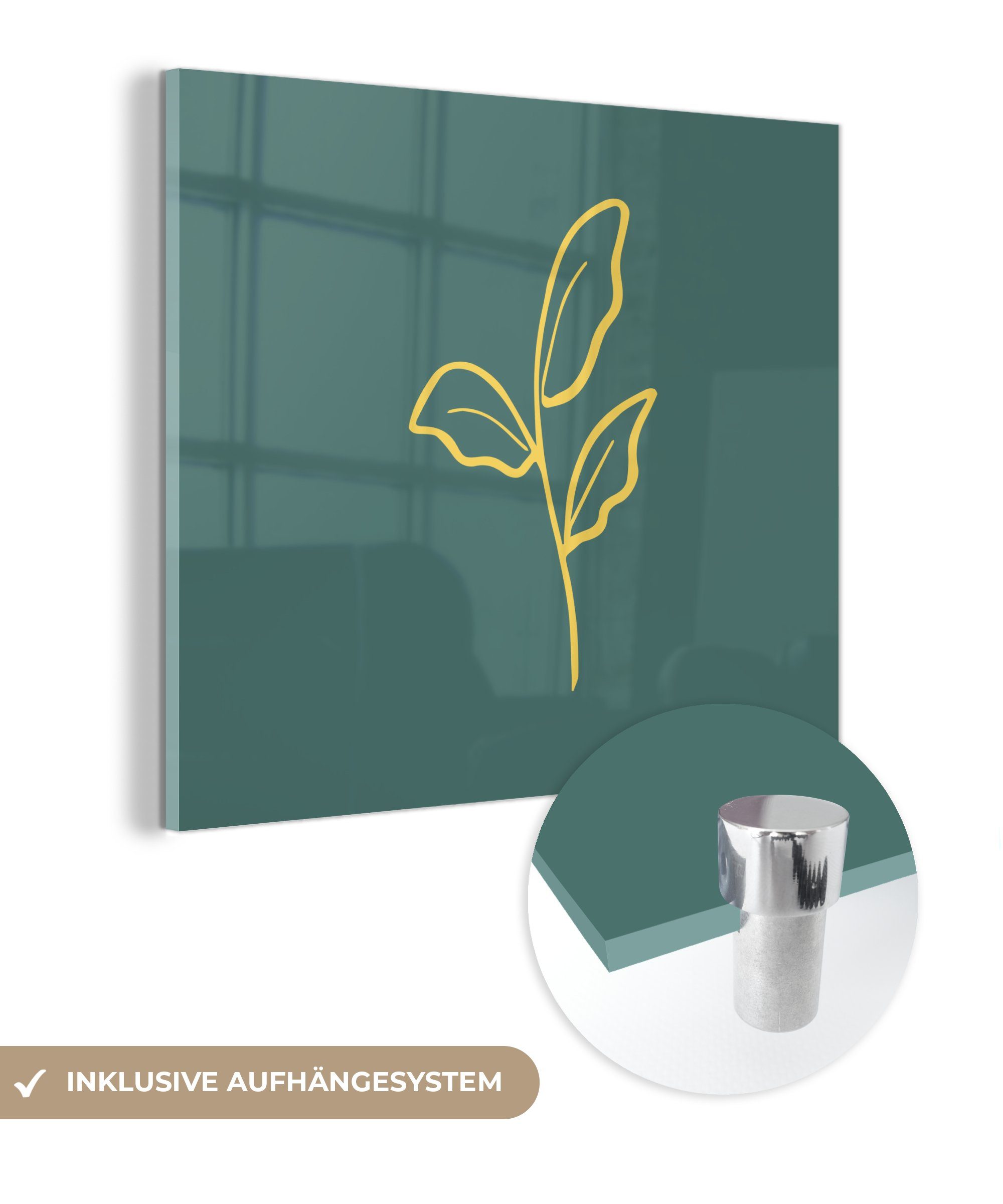 MuchoWow Acrylglasbild Pflanze - Zusammenfassung, (1 St), Glasbilder - Bilder auf Glas Wandbild - Foto auf Glas - Wanddekoration