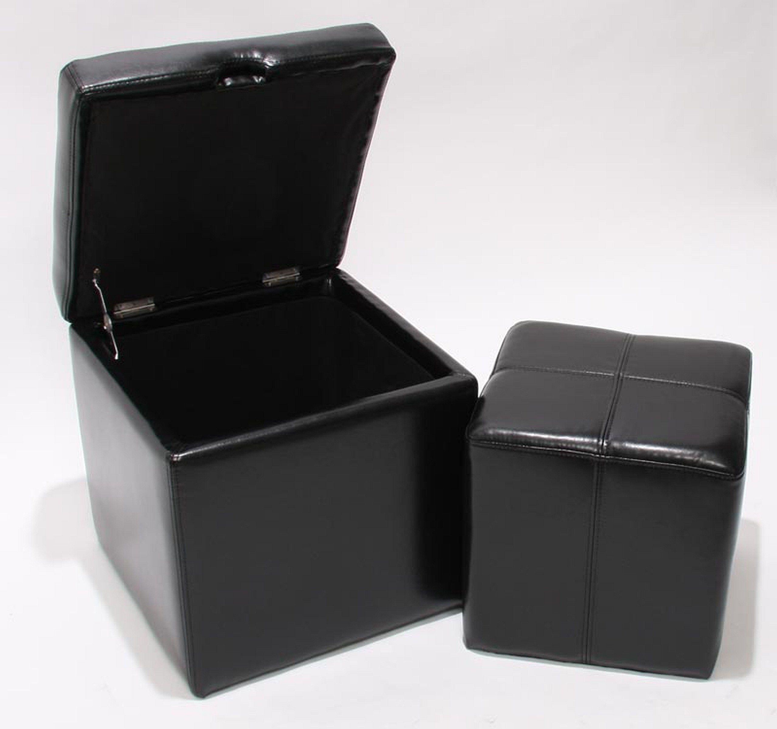 MCW Sitzwürfel Carrara-II (Set, 2er), Belastbarkeit ca. 150 kg, 2er Set aus Sitzhocker und Aufbewahrungsbox schwarz