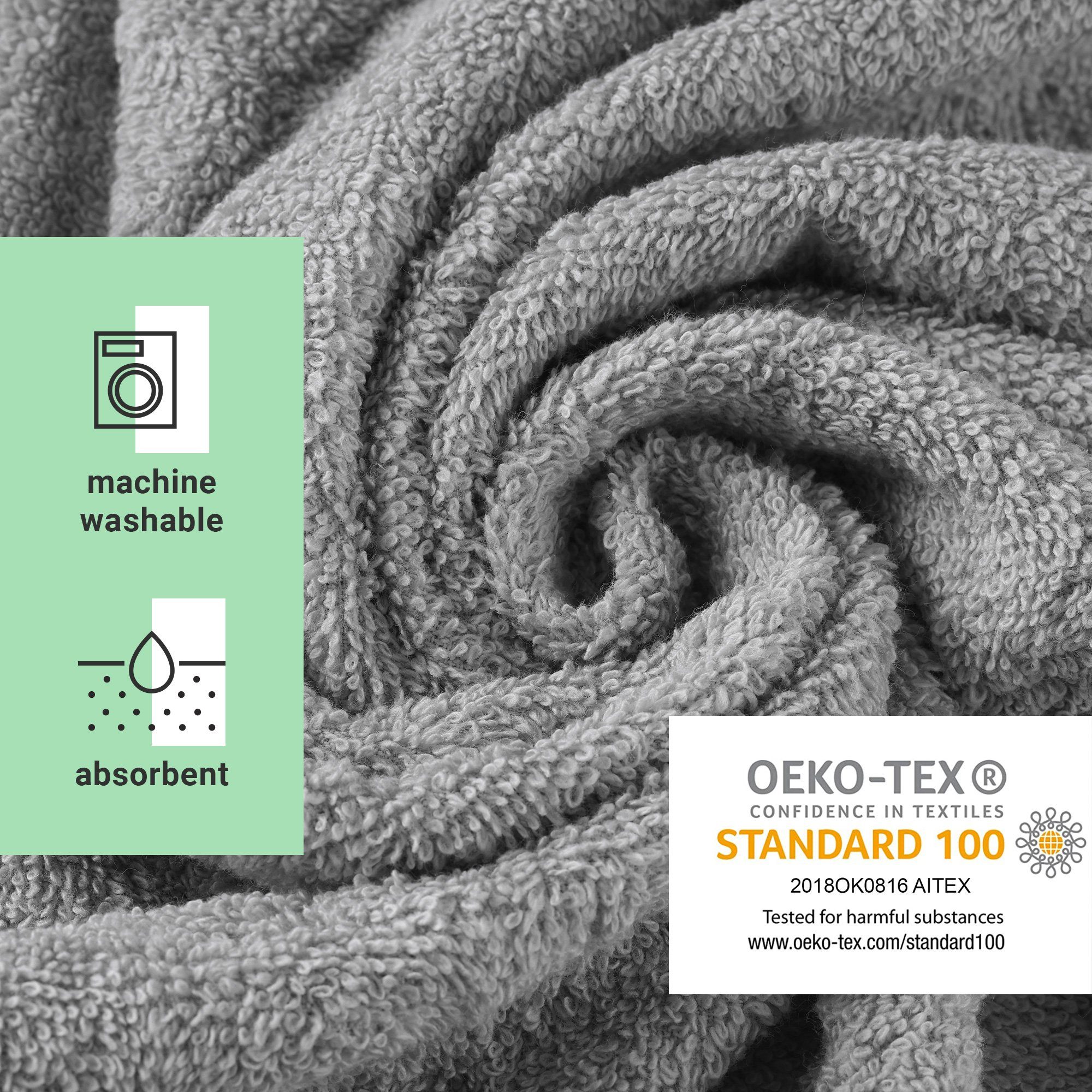 100% - Geeignet Badehandtuch für Strandtuch Baumwolle XXL Handtuch Trockner Grau HOMELEVEL