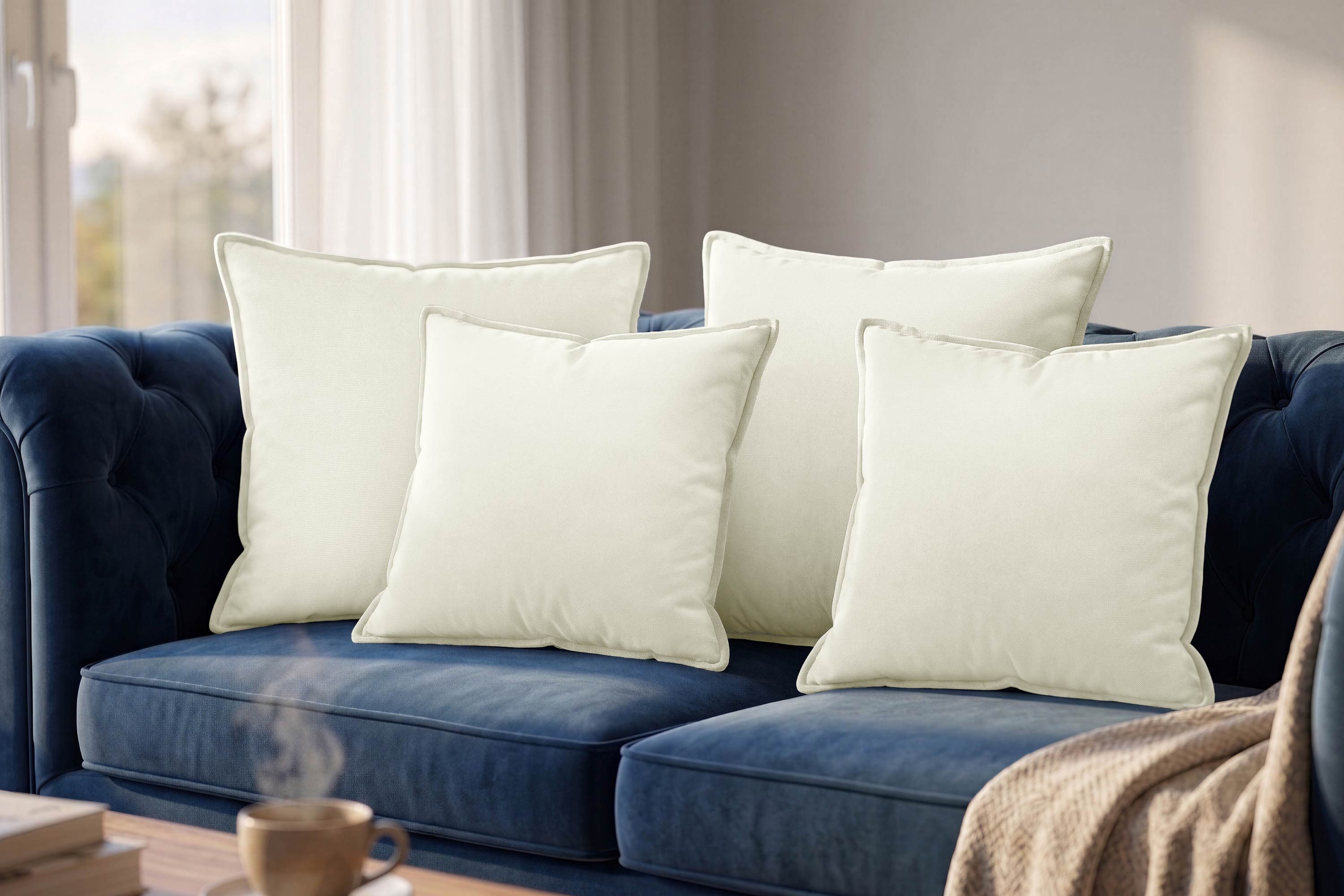 Amilian Dekokissen 4er Set Zierkissen Sofakissen Couchkissen mit Reißverschluss, inklusive Füllung für Sofa, Couch und Bett