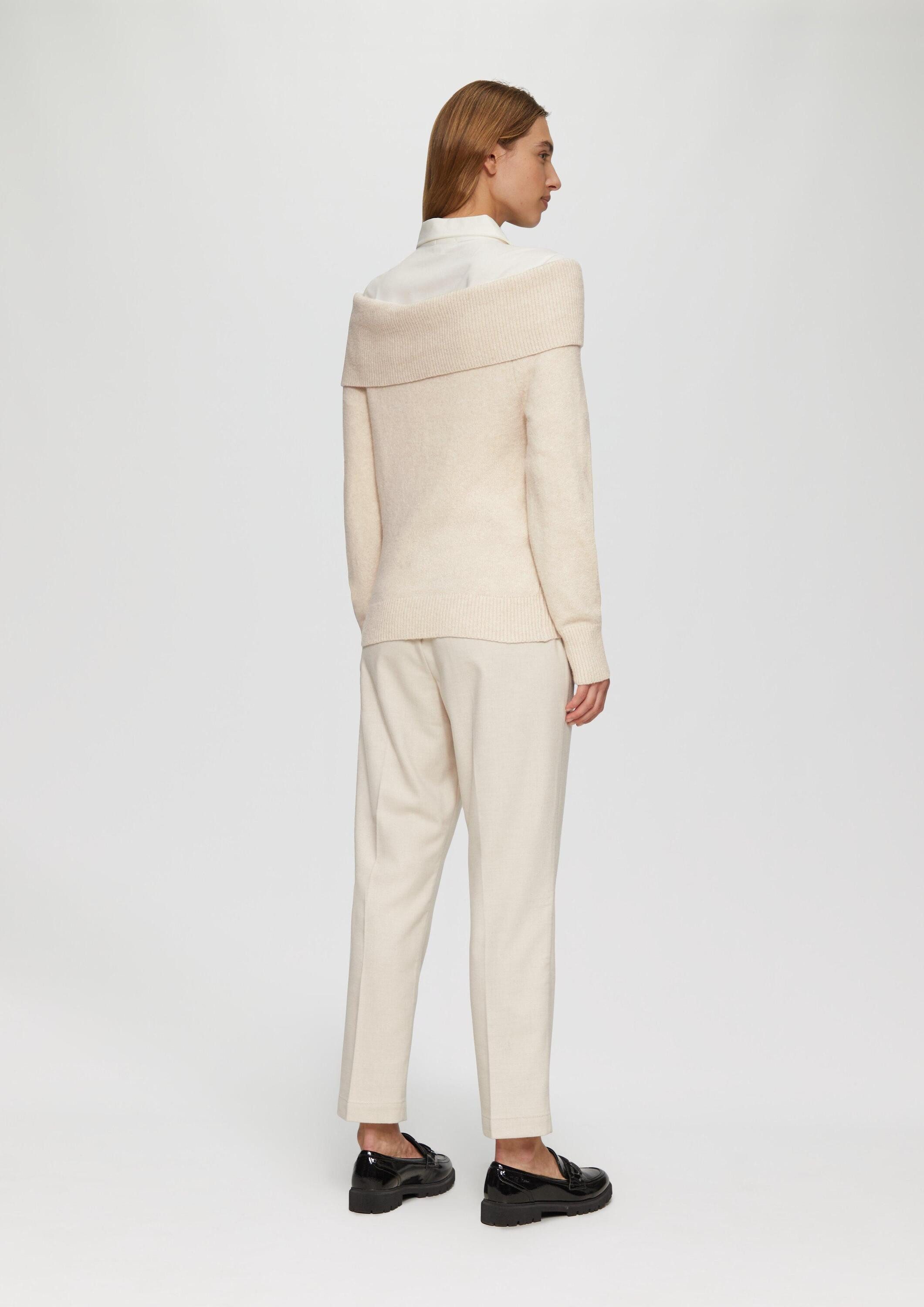 s.Oliver Longpullover Strickpullover Off-Shoulder Strickpullover mit Rippbündchen