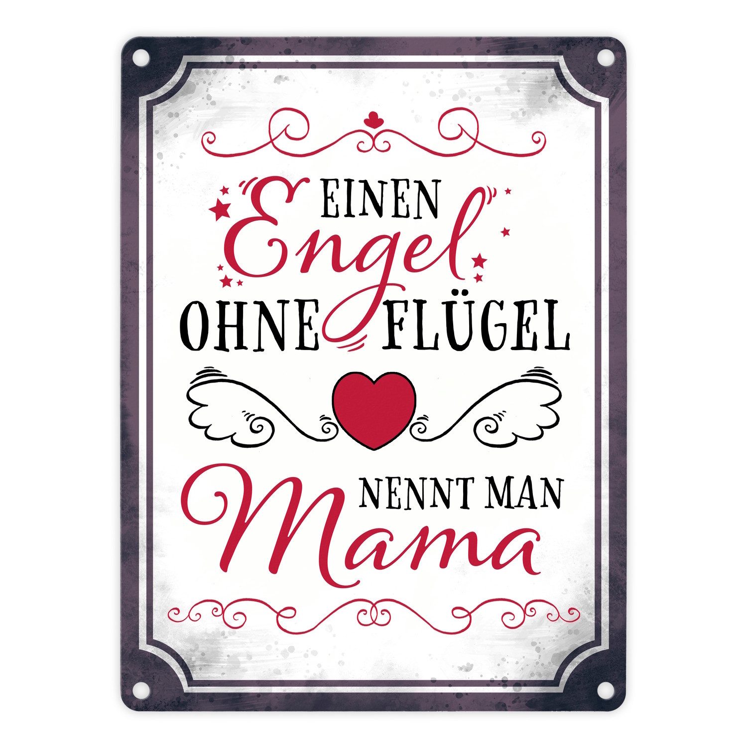 Metallschild Einen Engel ohne Flügel nennt man Mama Metallschild in 15x20 cm