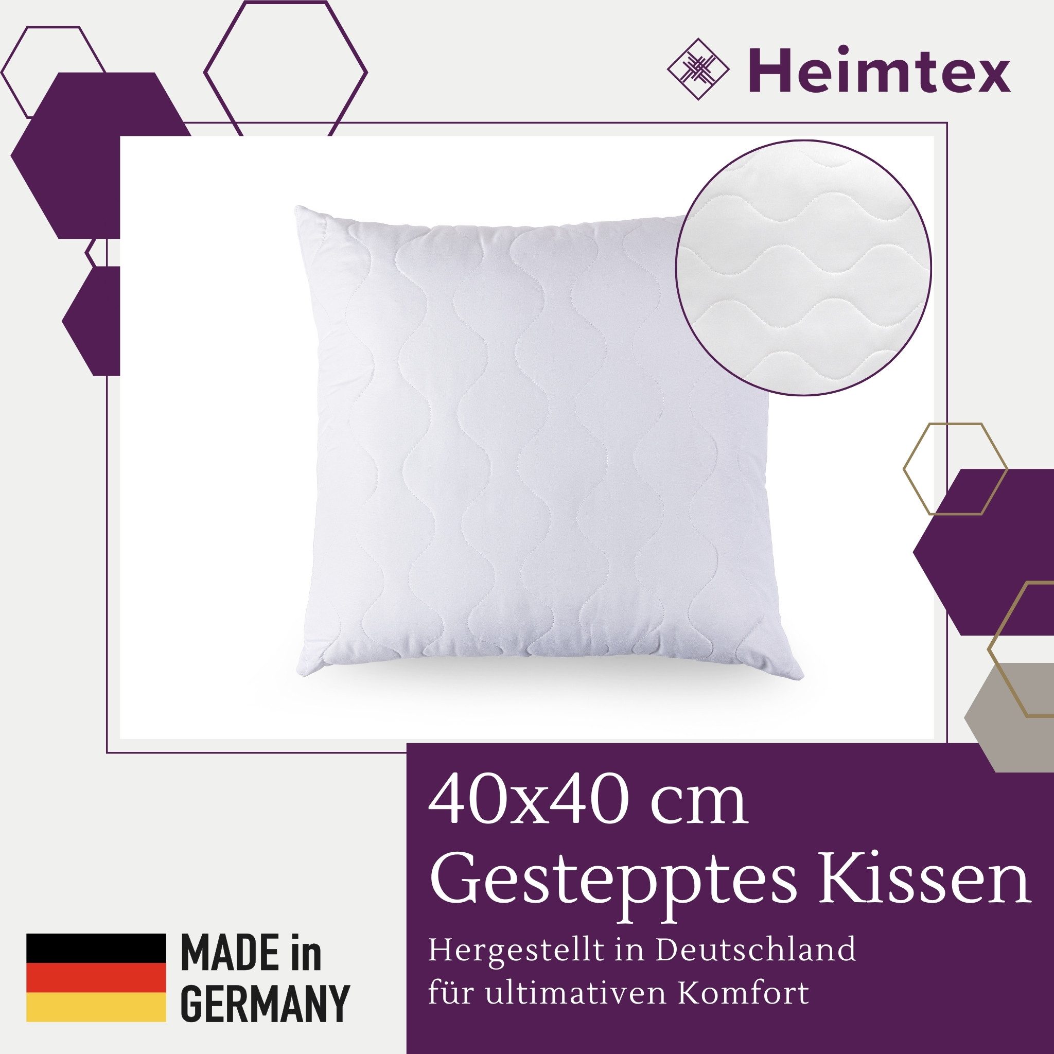 Heimtex Kopfkissen Steppkissen – waschbares Kissen mit Baumwollfaserfüllung, Bezug: 1er