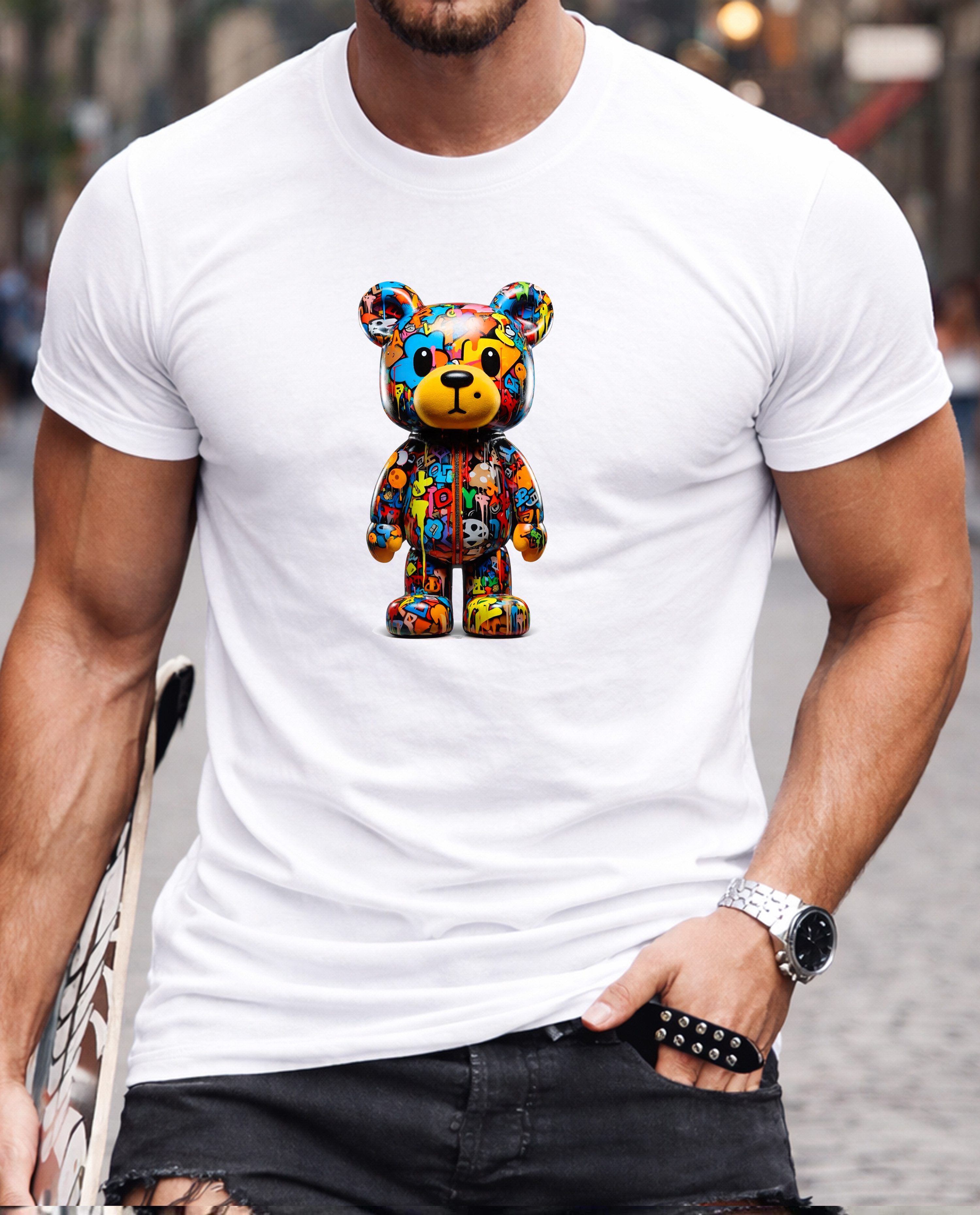 T-Shirt Herren Shirt Rundhals Basic "Color Bär"