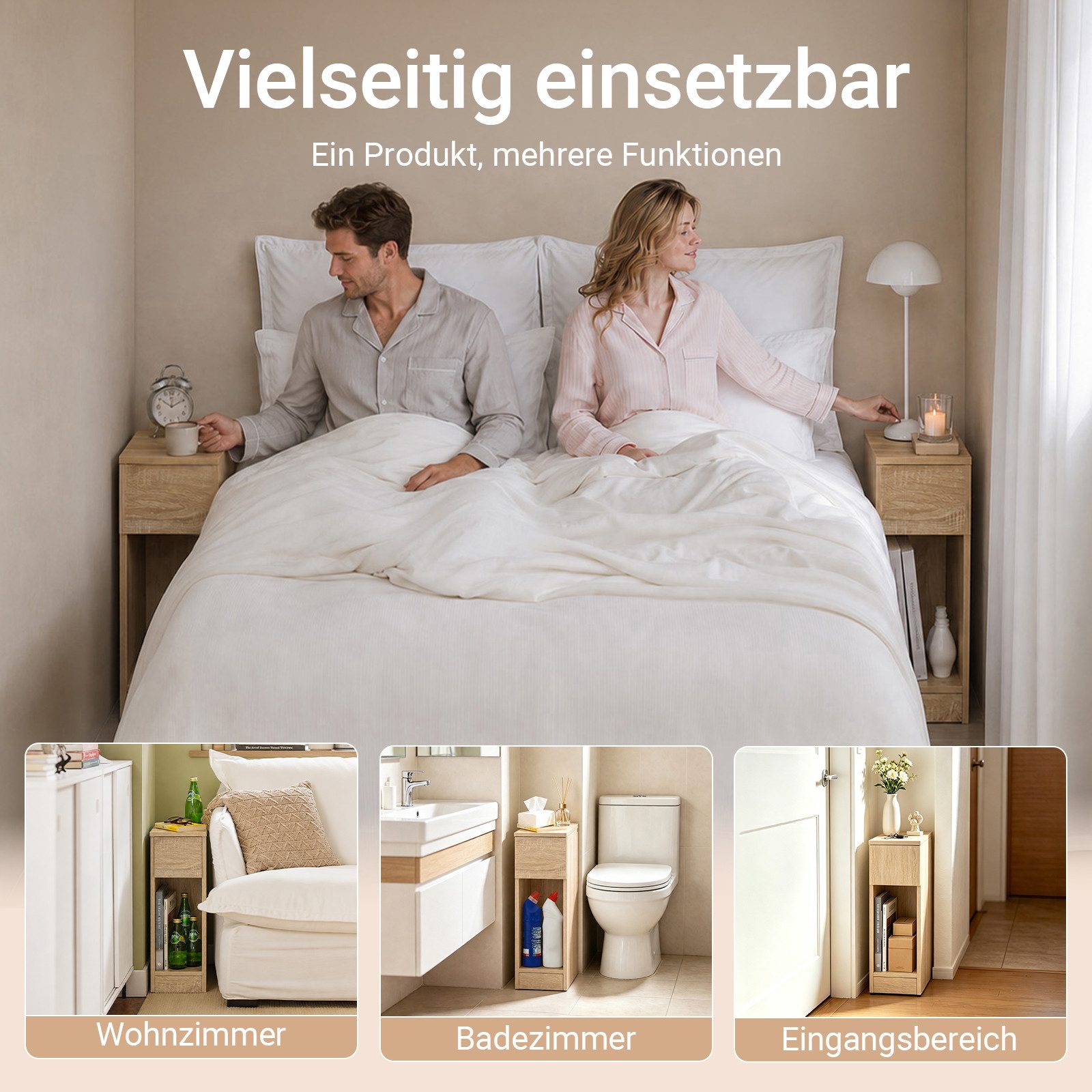 SoBuy Nachttisch FBT111, Nachtschrank kleiner Beistelltisch 20cm Breite, Nightstand, Nachttisch schmal, mit Schublade, Schlafzimmer Wohnzimmer kleine Räume – Bild 4 von 5