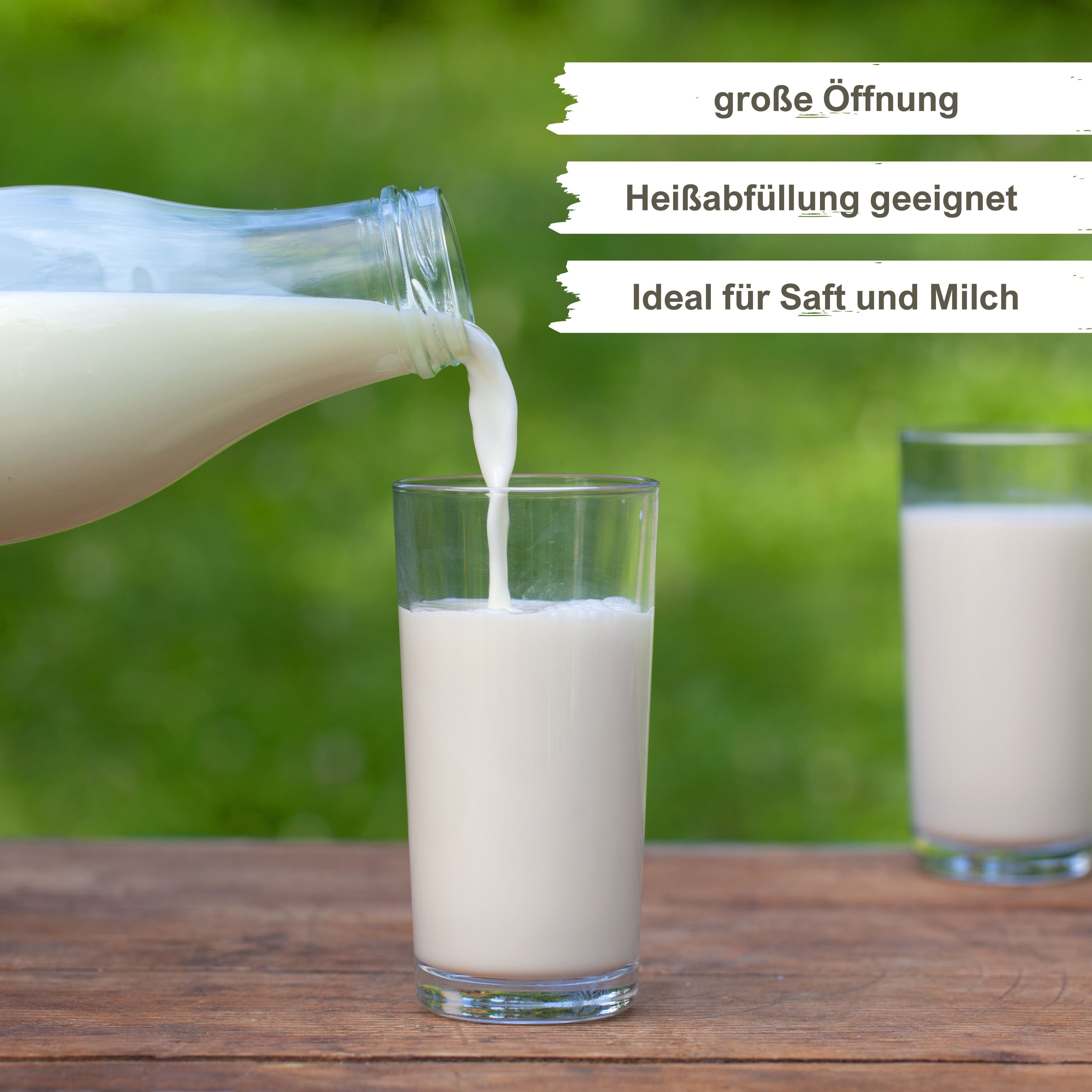 mikken Trinkflasche 6er Set Milchflaschen 500 ml mit Schraubdeckel plus 6 Erssatzdeckel, Fassungsvermögen: 0,5 Liter