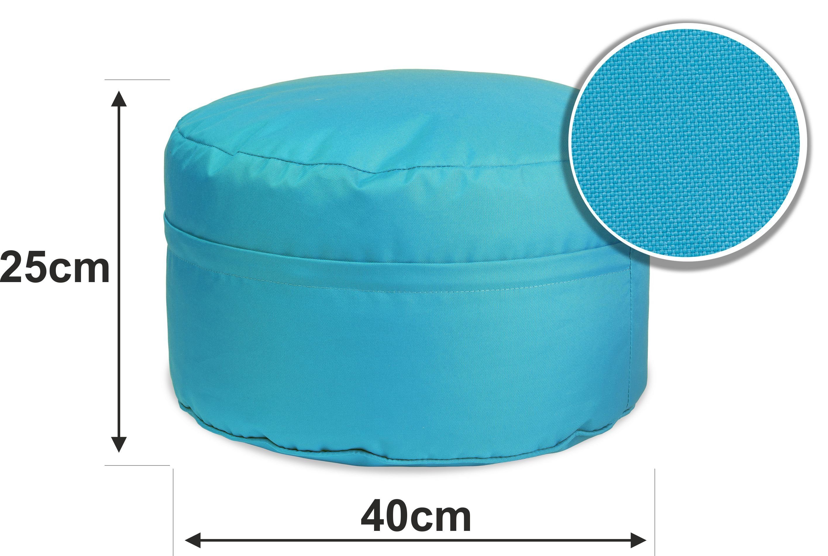 sunnypillow Sitzsack Runder Sitzpouf mit abnehmbarem Bezug, Sitzsack - Hocker rund 25 x 45 cm blau