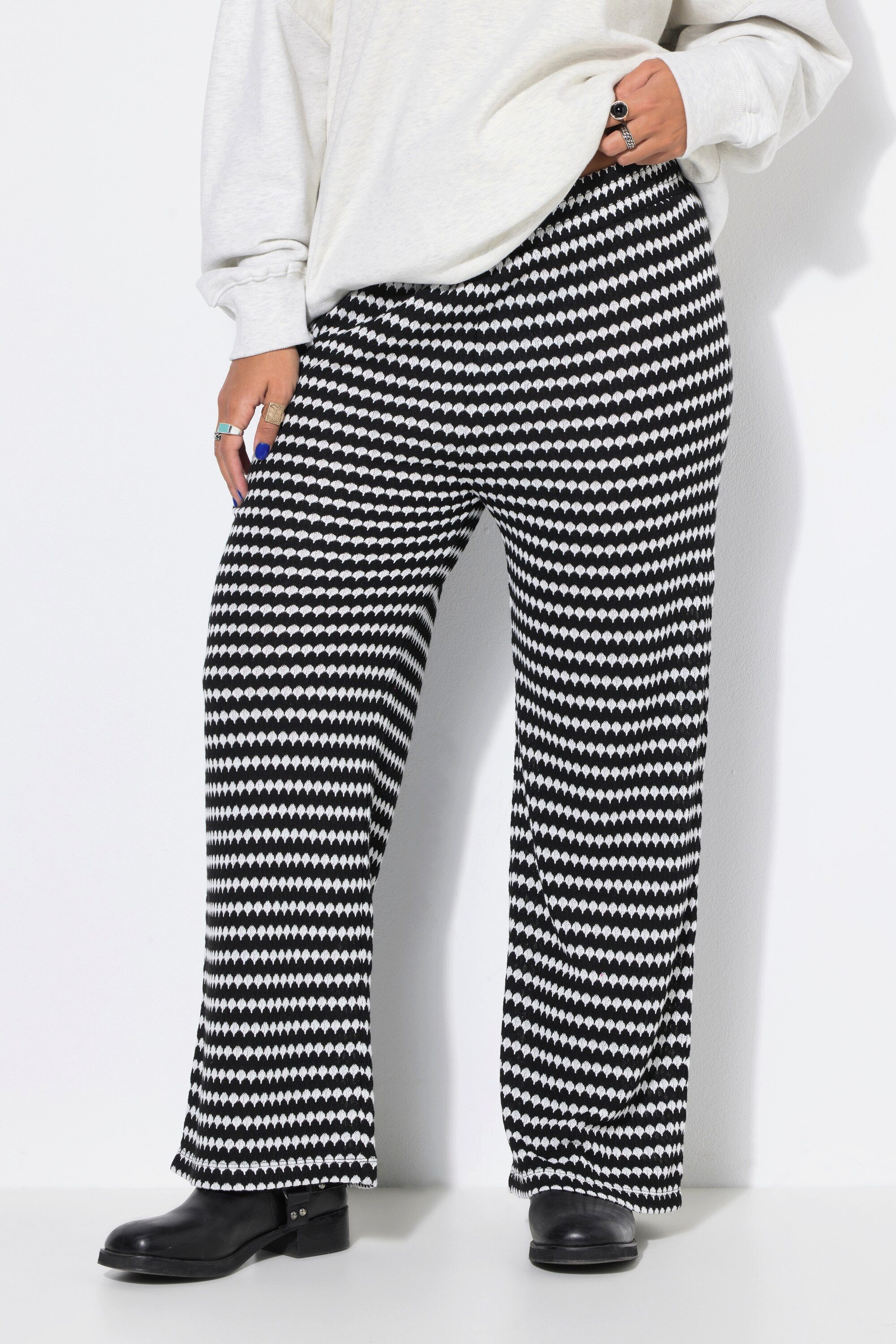 Studio Untold Schlupfhose Hose Wide Legs Struktur Muster Elastikbund