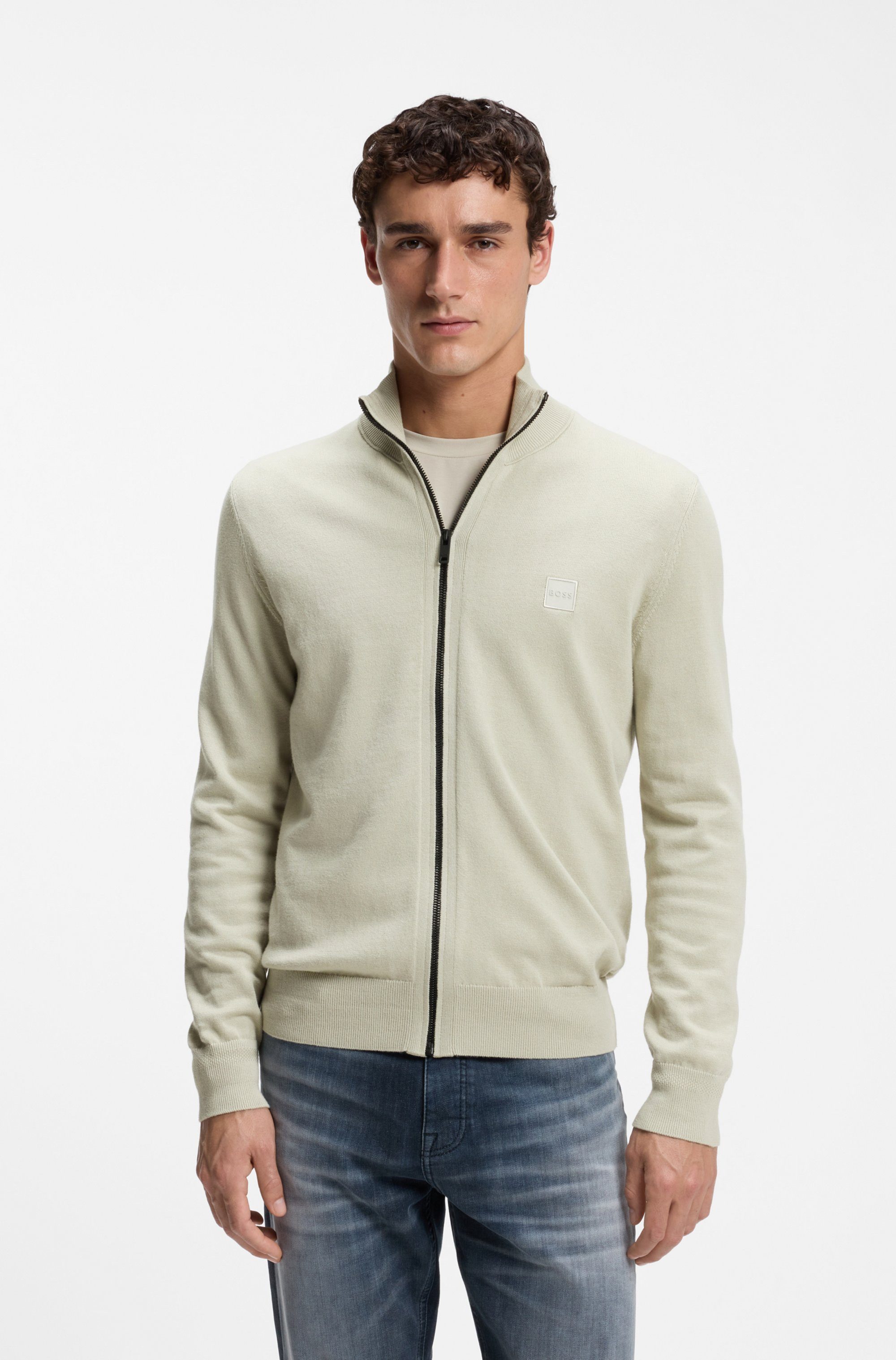 BOSS ORANGE Strickjacke Kanozip Full Zip Cardigan mit Reißverschluss