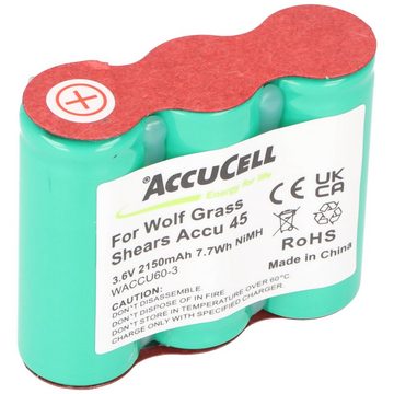 AccuCell Akku für Wolf Rasenschere Accu 45, ACCU45, 3,6 Volt NiMH 2150mAh Akku 2150 mAh (3,6 V)