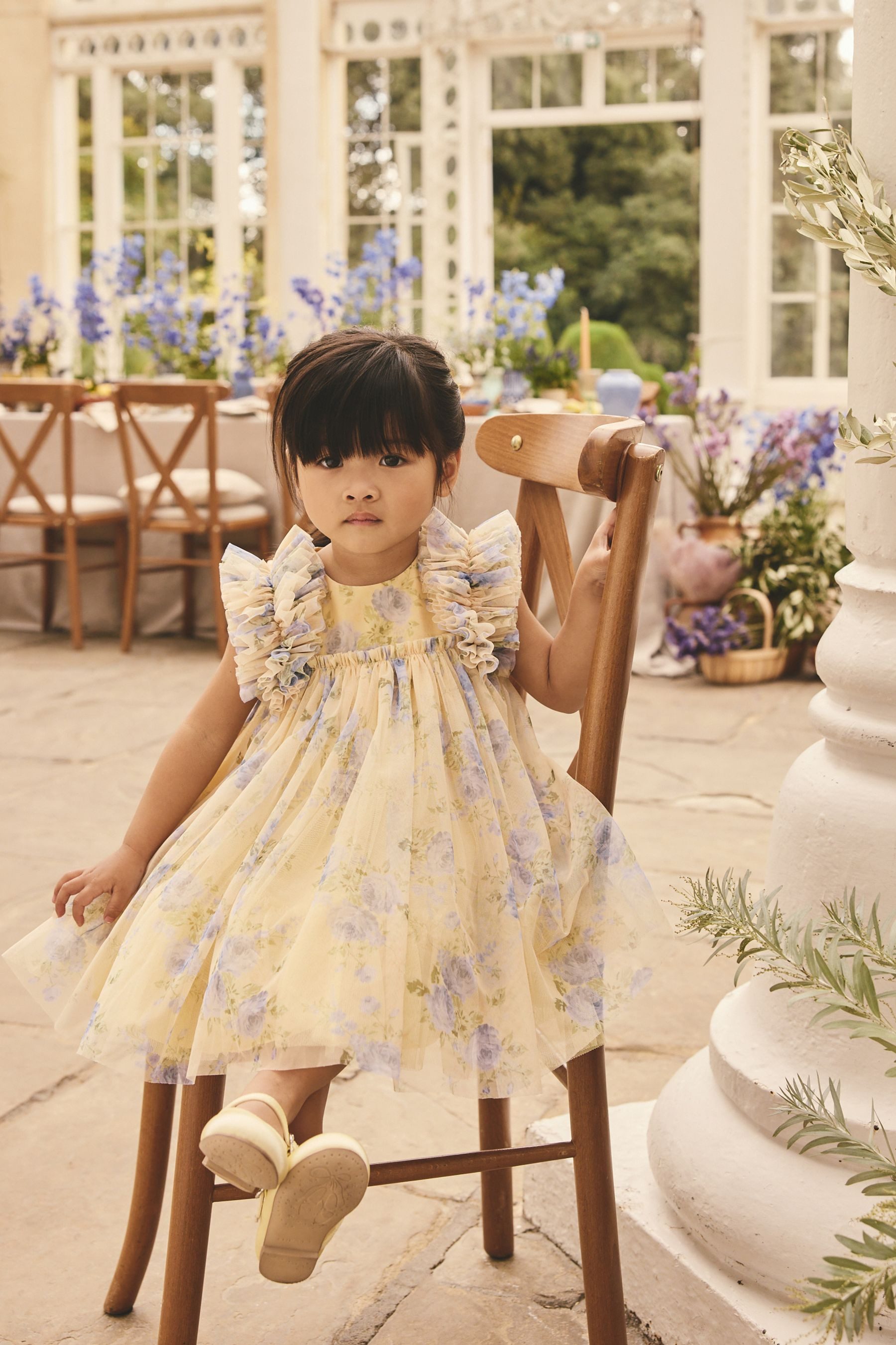 Next Tüllkleid Kleid mit Rüschenschultern und Mesh (1-tlg)