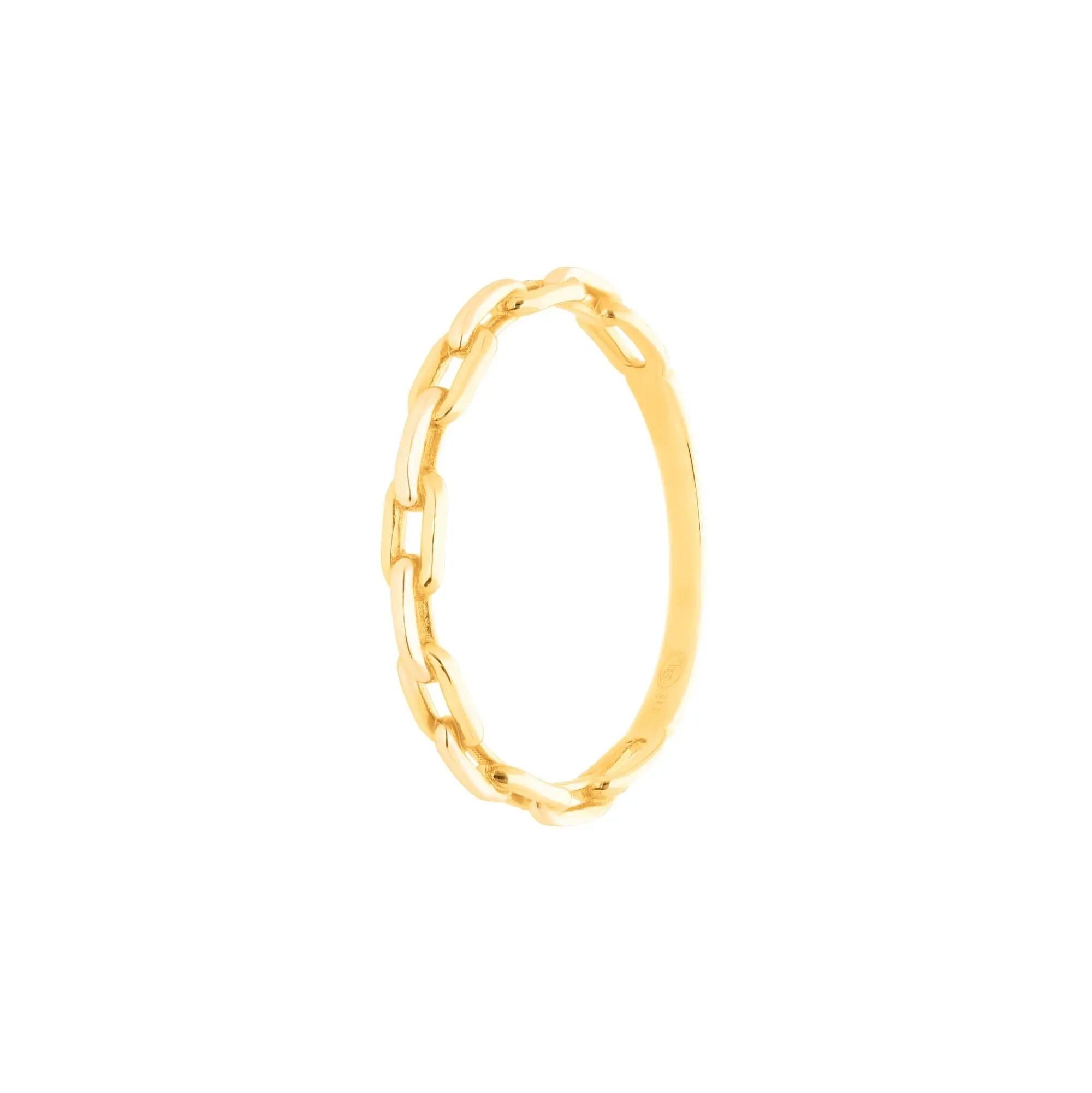 Suzan Gold Goldring 375er Gold Damenring Damen – Gliederketten-Optik, Kettengleidring, Gelbgold 375
