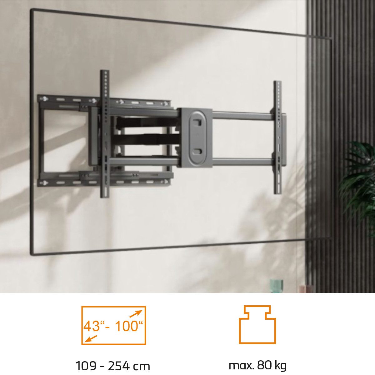 my wall TV-Wandhalterung HP43L, (bis 100 Zoll, TV Wandhalterung für XXL Fernseher bis zu 100 Zoll (254 cm)