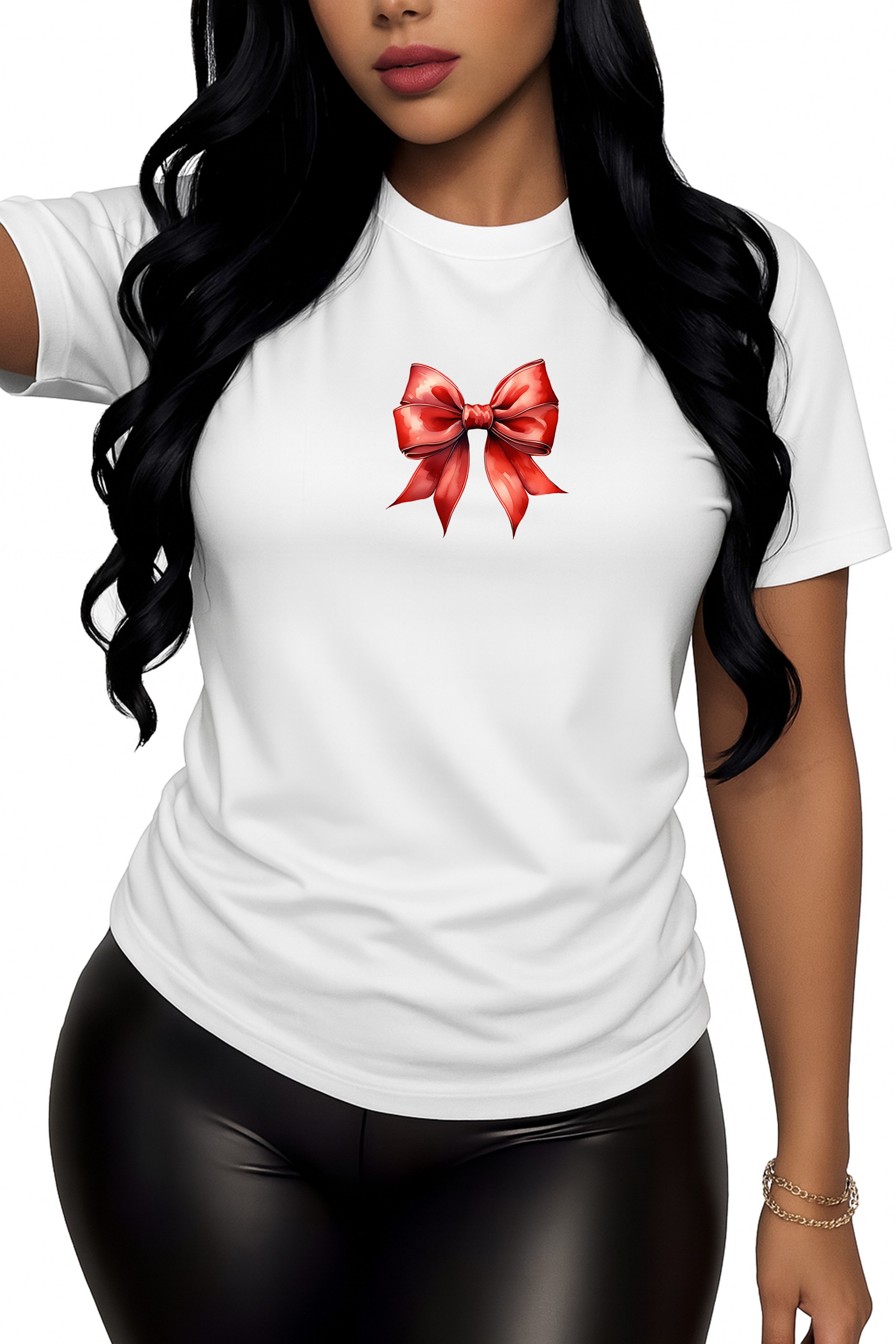 Banco T-Shirt Damen rote Schleife - Kapuzenpullover Hochwertiger Print, auf günstig online kaufen