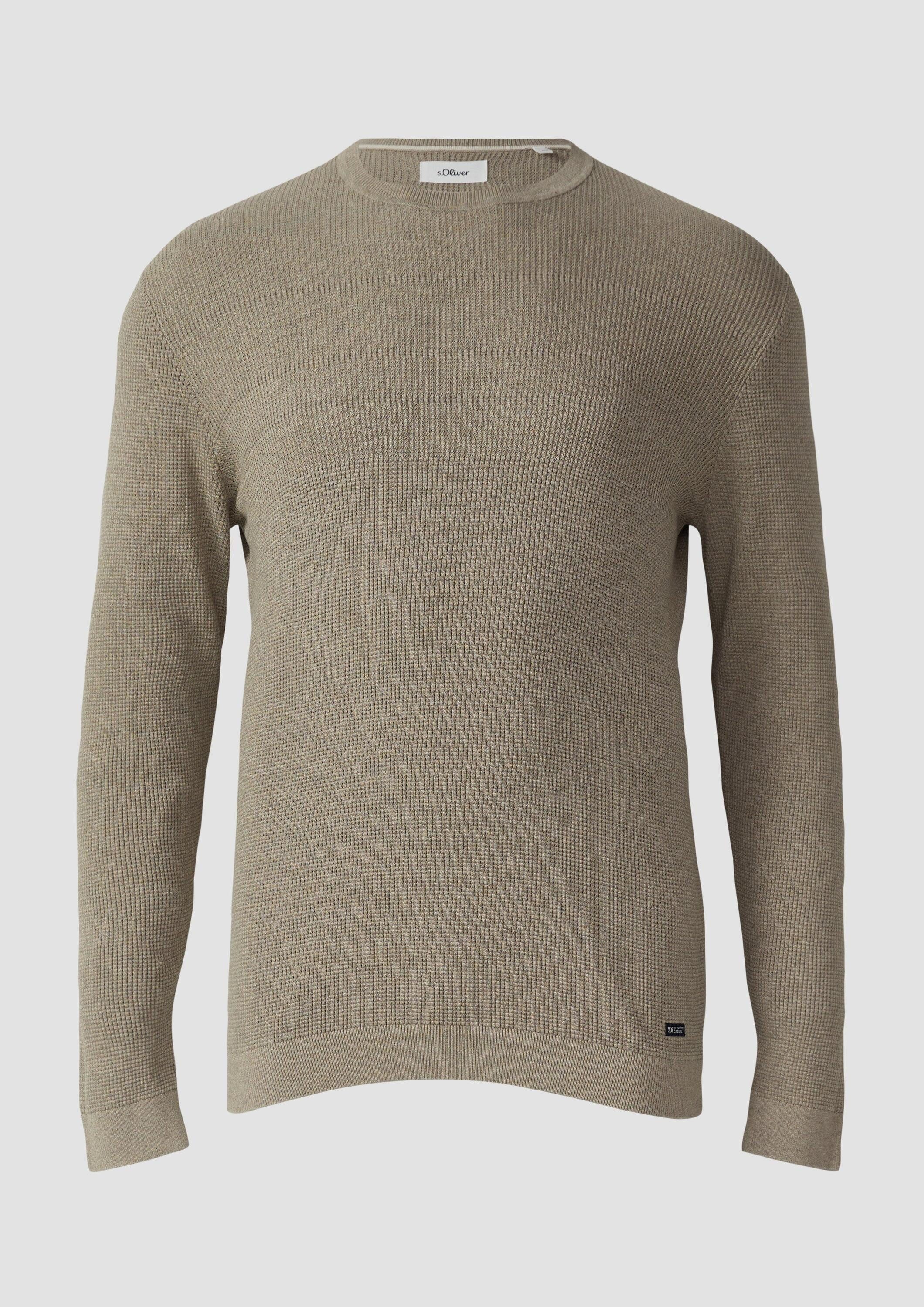 s.Oliver Longpullover Strickpullover Strukturmix-Pullover aus reiner Baumwolle
