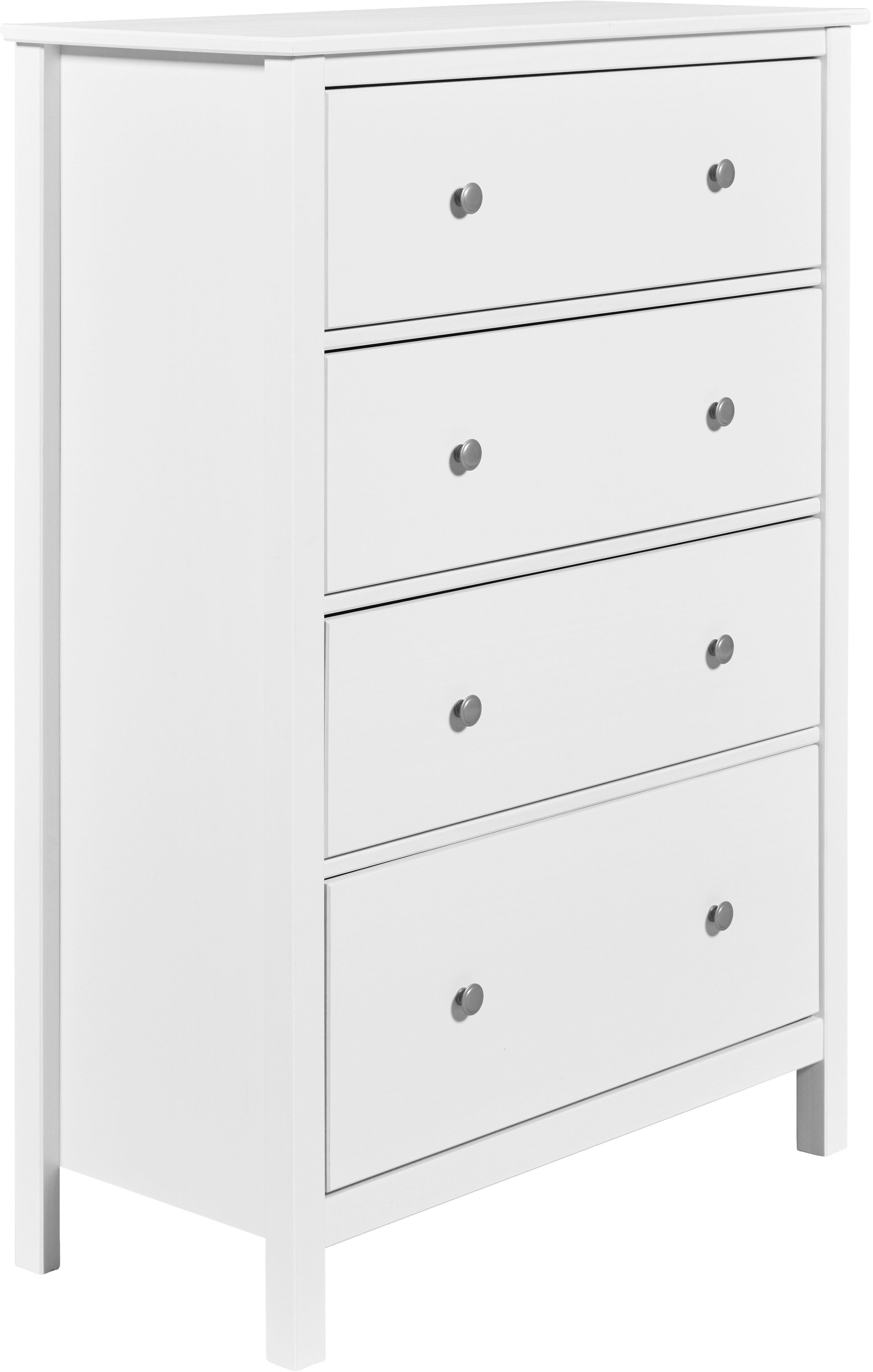 Inter Link Schubkastenkommode Pinora, Kiefer Massivholz, Weiss, 4 Schubladen, 85 x 39,5 x 120 cm (1 St), Kommode im modernem Skandi Look, viel Stauraum