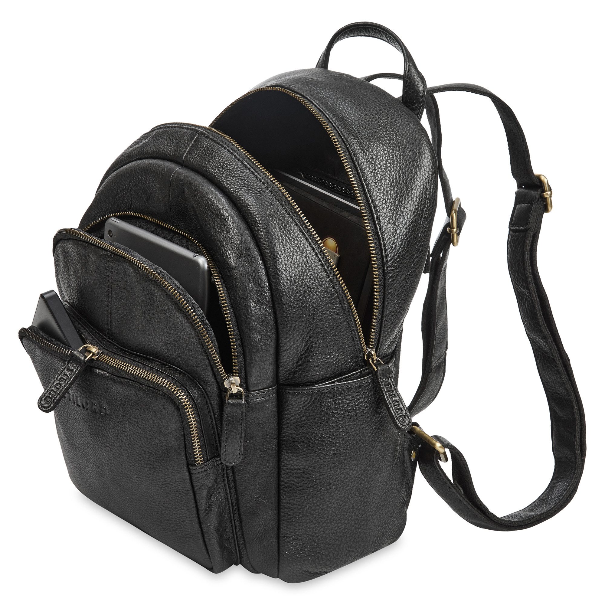 STILORD Cityrucksack "Bea" Lederrucksack Damen Echtleder Elegant Cityrucksack mittelgroß – Bild 4 von 5