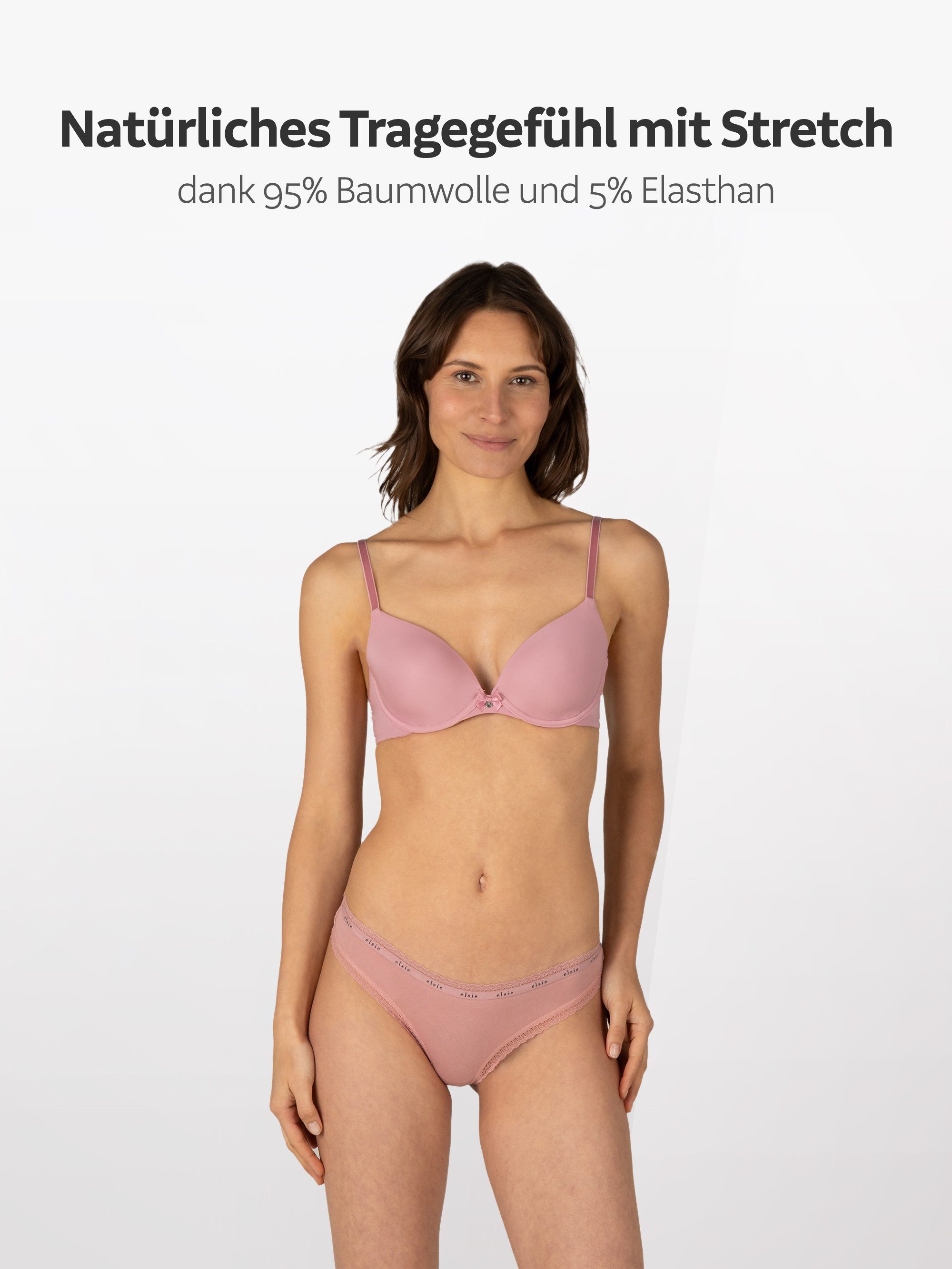 Elsie Tanga mit Spitze Unterhosen Damen String Tanga Damen aus Baumwolle Stretch (Packung, 5-St., 5er-Pack) unsichtbar unter deiner Kleidung - Frauen Slip Damen