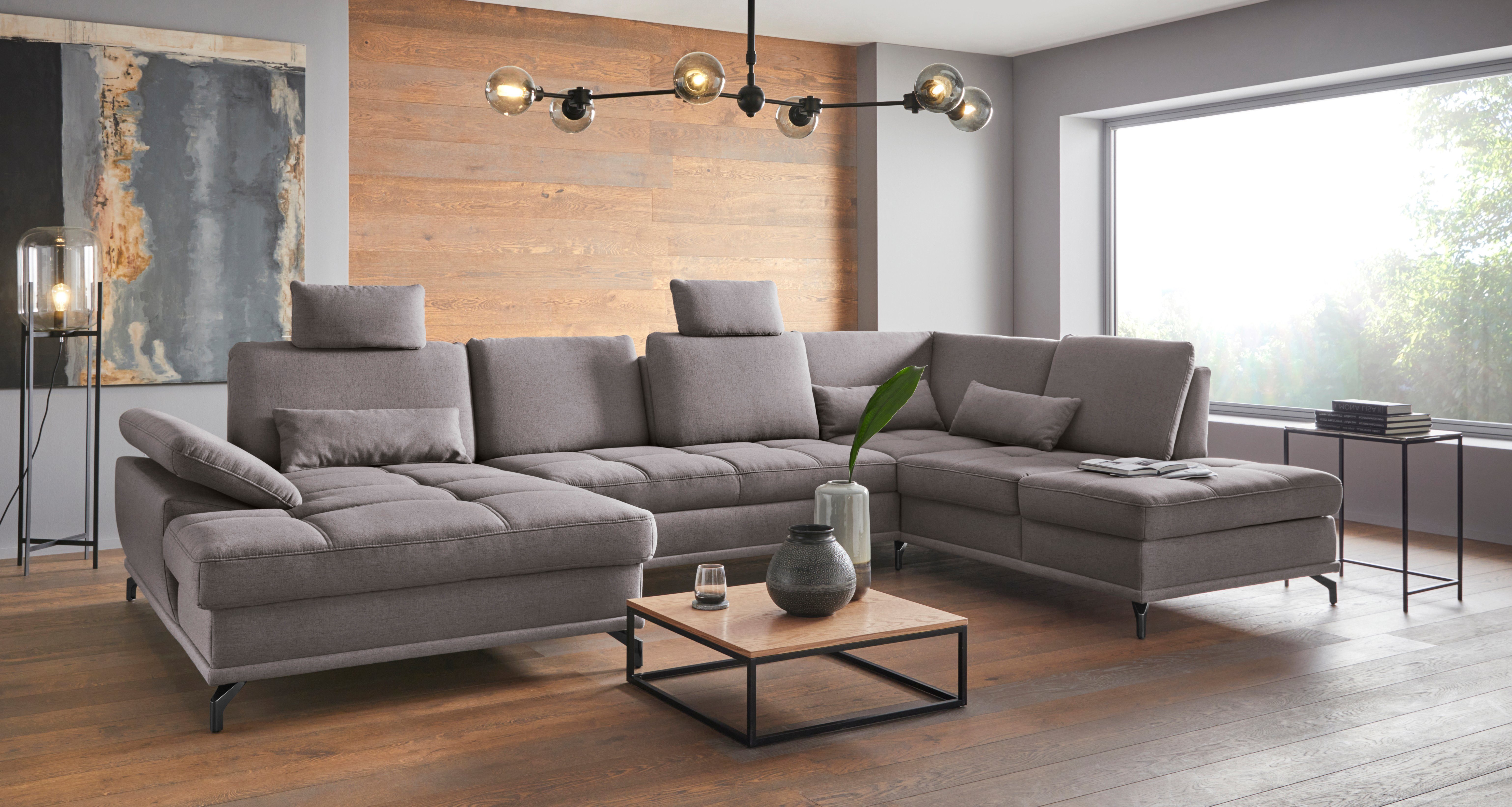 OTTO home Wohnlandschaft Costello U-Form, B: 363 cm mit Sitztiefen-, Armteilverstellung &, 3 Nierenkissen, optional Bettfunktion & Bettkasten