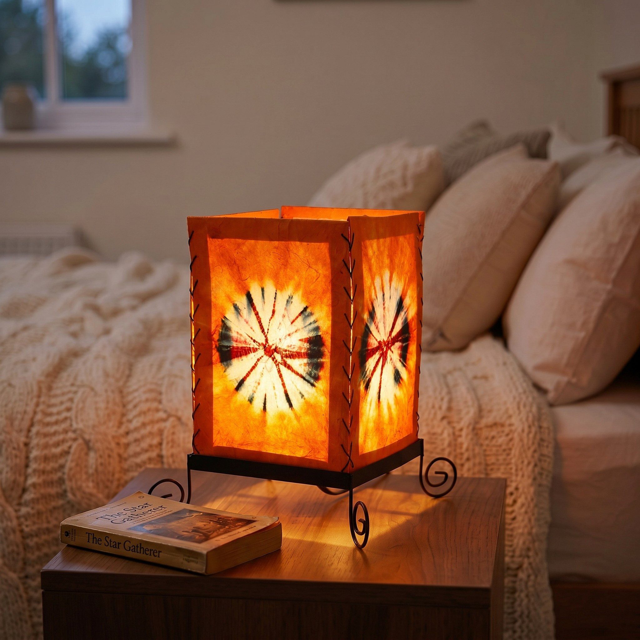 Guru-Shop Tischleuchte Lokta Papier Tischlampe aus hangeschöpftem..