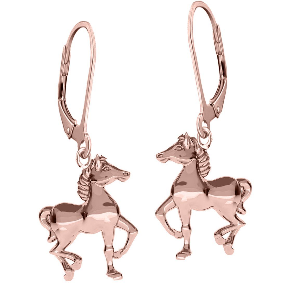 Limana Paar Ohrhänger echt 925 Sterling Silber Pferde Ohrringe, Pferdeohrringe hängende Ohrringe Gold Rosegold Roségold