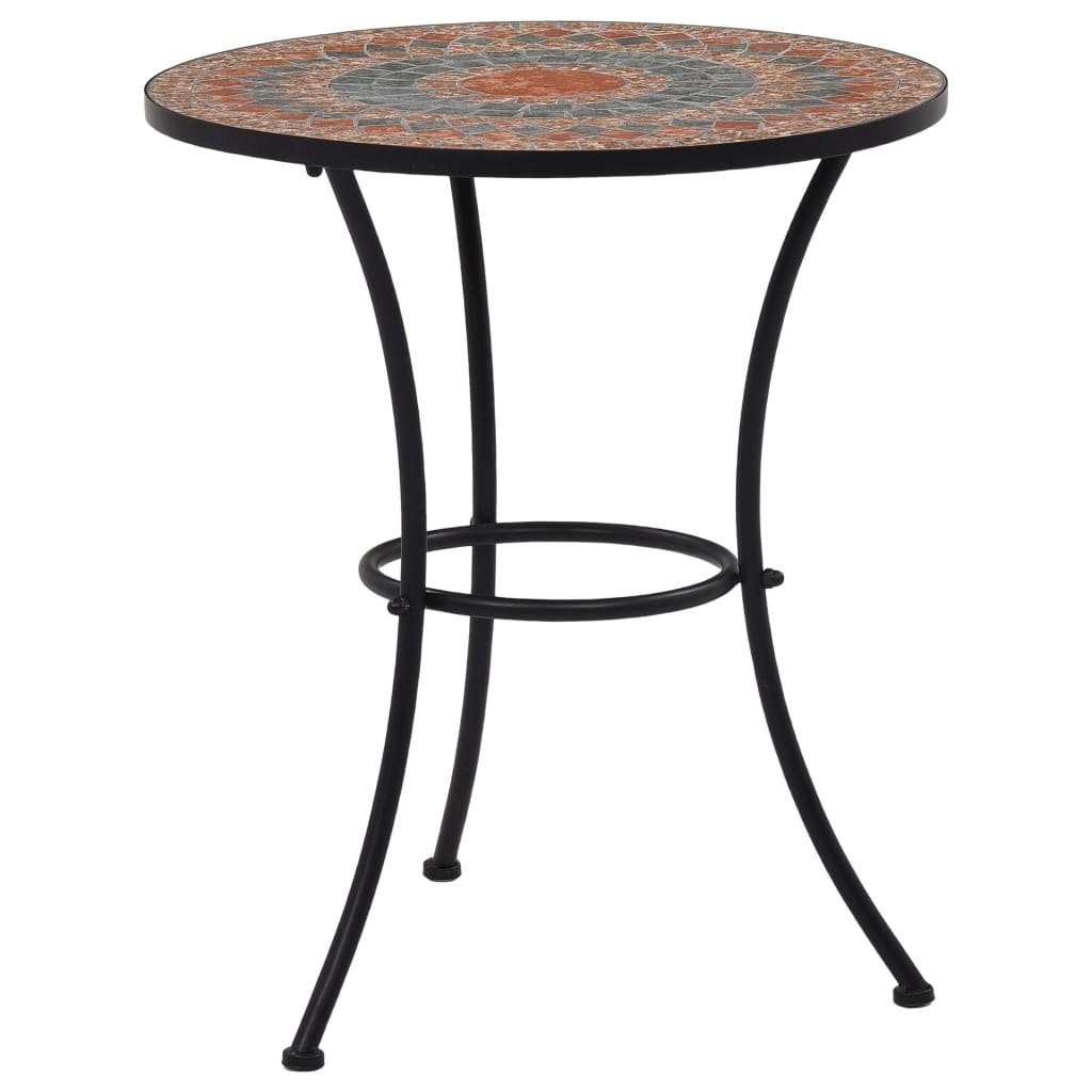 furnicato Gartentisch Mosaiktisch 60 x 70 cm in Grau und Orange mit pulverbeschichtetem (1-St), Pflegeleichter Outdoor-Tisch mit Keramikplatte für den Balkon