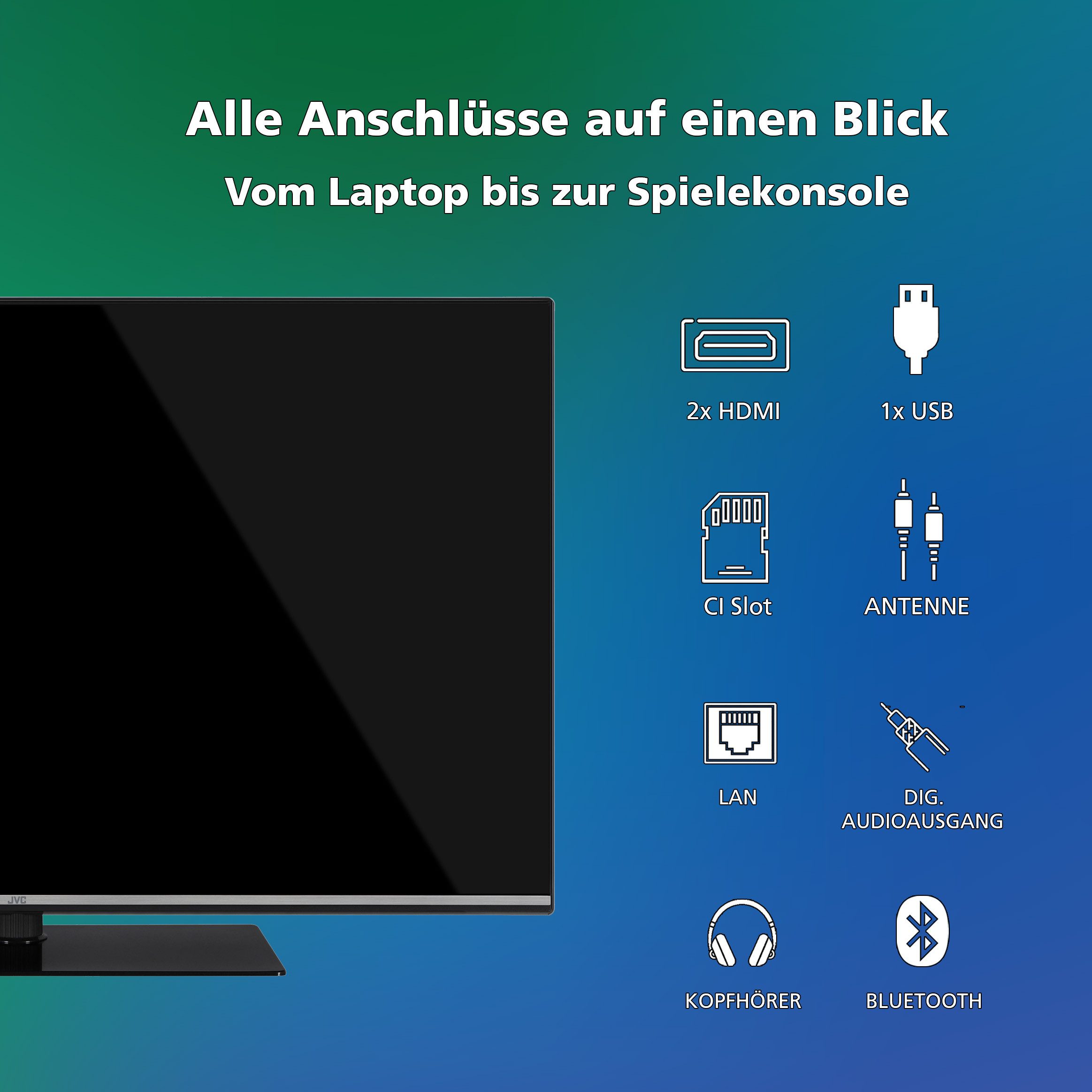 JVC LT-40VQF555D QLED-Fernseher (102 cm/40 Zoll, Full HD, VIDAA Smart TV, VIDAA Smart TV, HDR, Triple-Tuner)