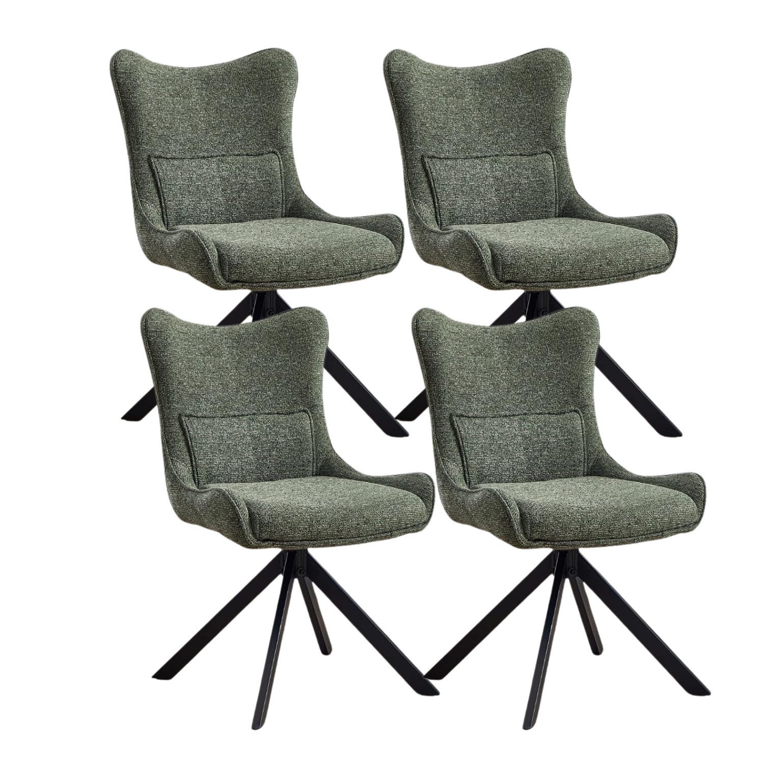 WAHSON OFFICE CHAIRS Esszimmerstuhl 360°Drehbar Esszimmerstühle 2er Set Drehstuhl Chenille mit Metallbeine (4 St)