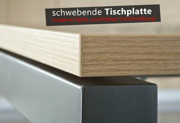 bümö Schreibtisch Serie-R - Arbeitshöhe: höhenverstellbar, Rechteck: 160 x 80 cm - Dekor: Grau - Gestell: Silber