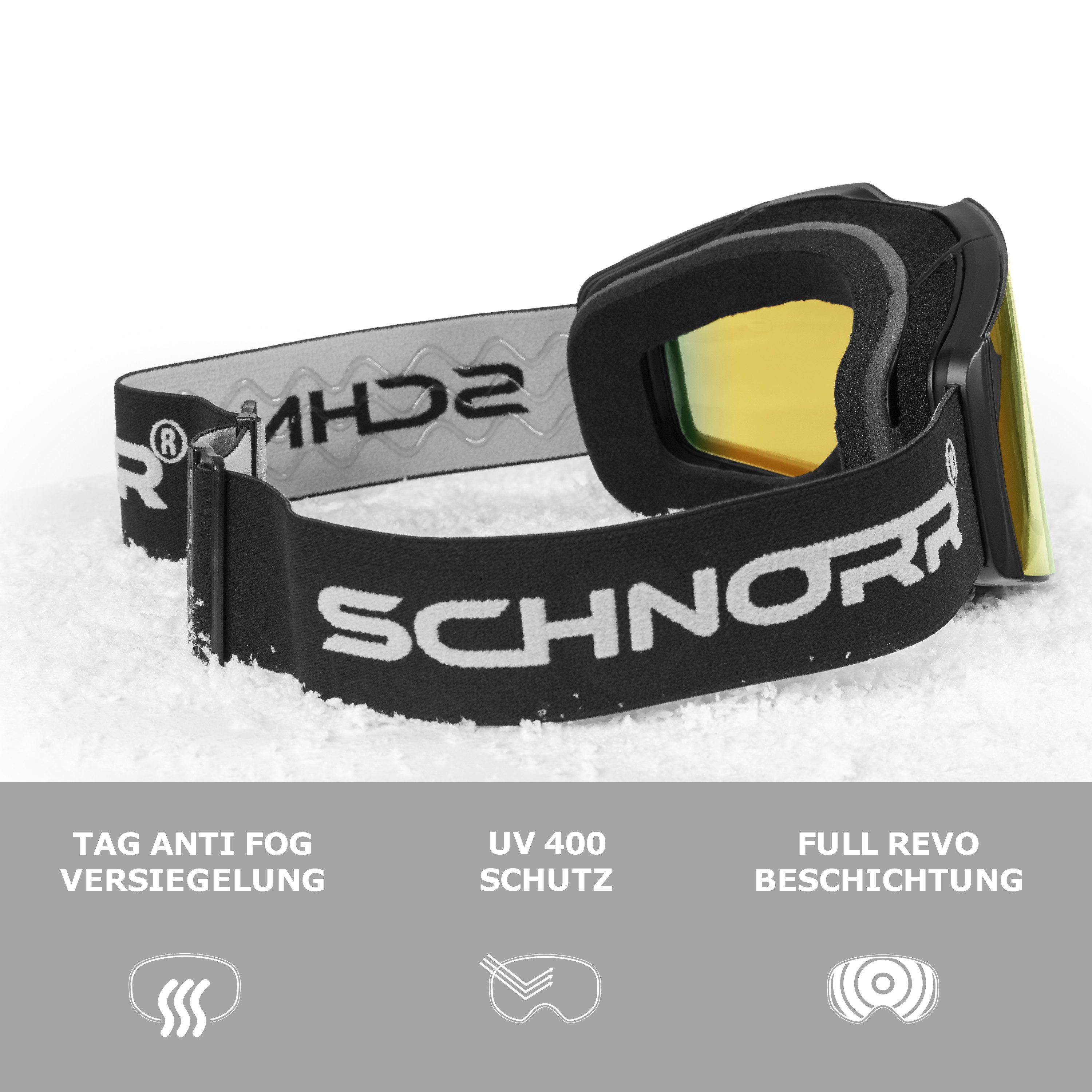SCHNORR Sportbrille Schnorr Skibrille Edge Gold (S2), Full REVO, Anti-Fog, UV400, (1-St), Full REVO-Beschichtung Gold (S2) – Bild 3 von 3