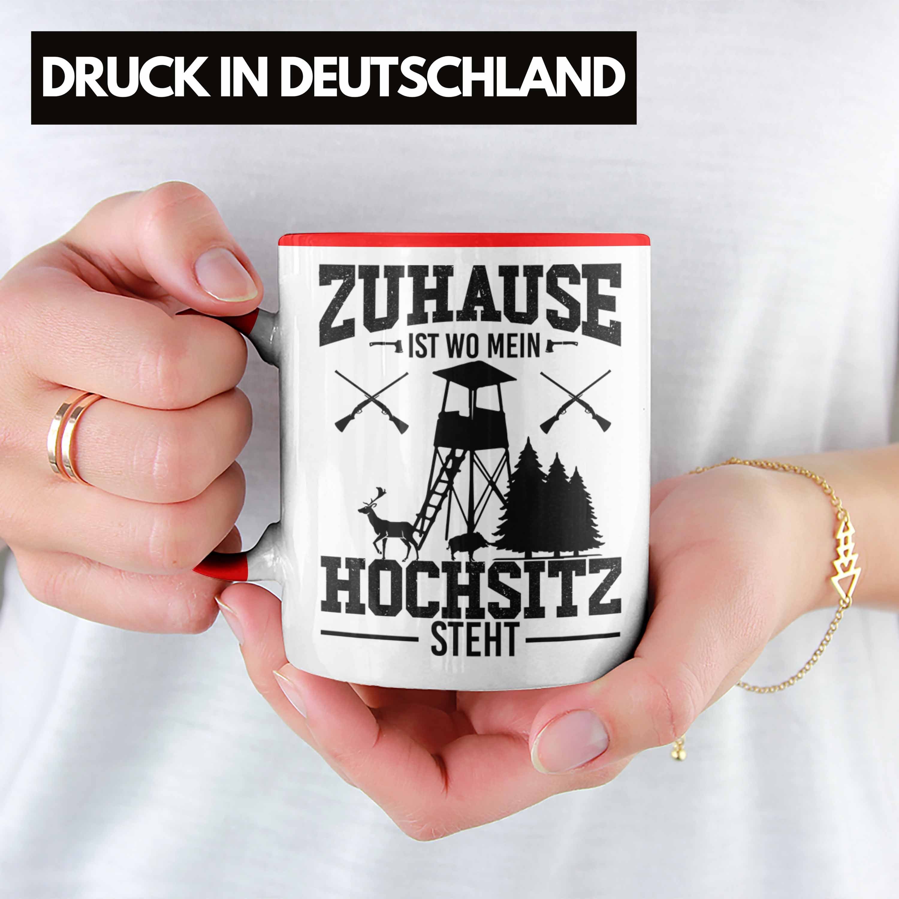 Vater Trendation für Tasse Vatertag Ist Mein Jäger Wo Trendation Hochsitz Männer Zuhause Geschenkidee - Steht Geschenke Rot Tasse